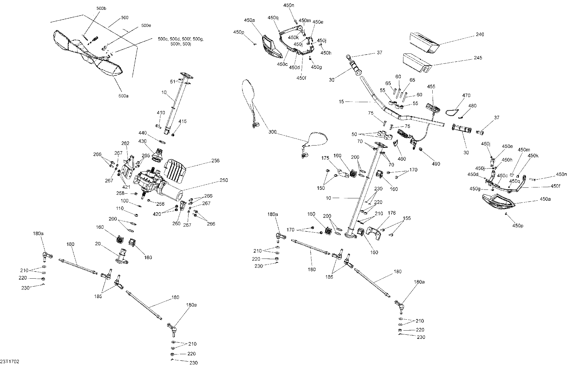 An Image of a Genuine Can-Am Parts Schematic Diagram showing the schematic - STEERING - ALL MODELS