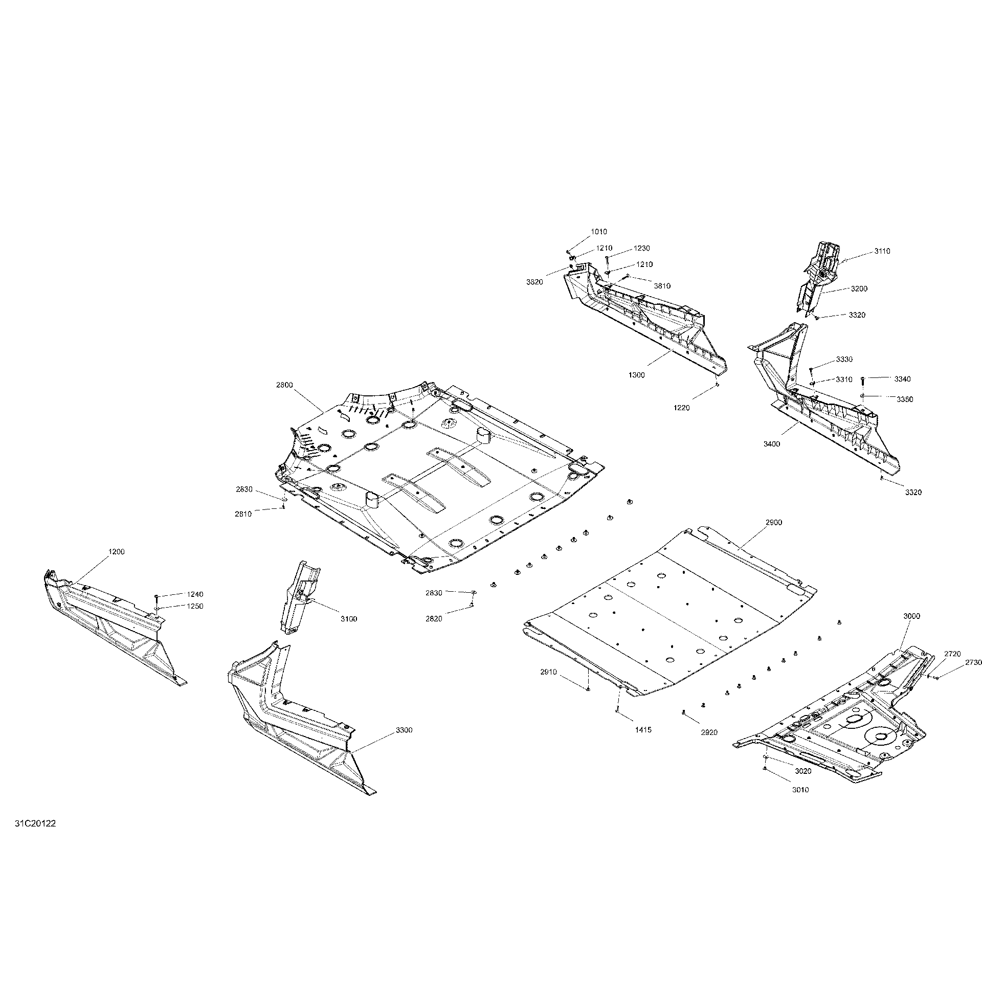 An Image of a Genuine Can-Am Parts Schematic Diagram showing the schematic - BODY - MIDDLE SECTION - RED