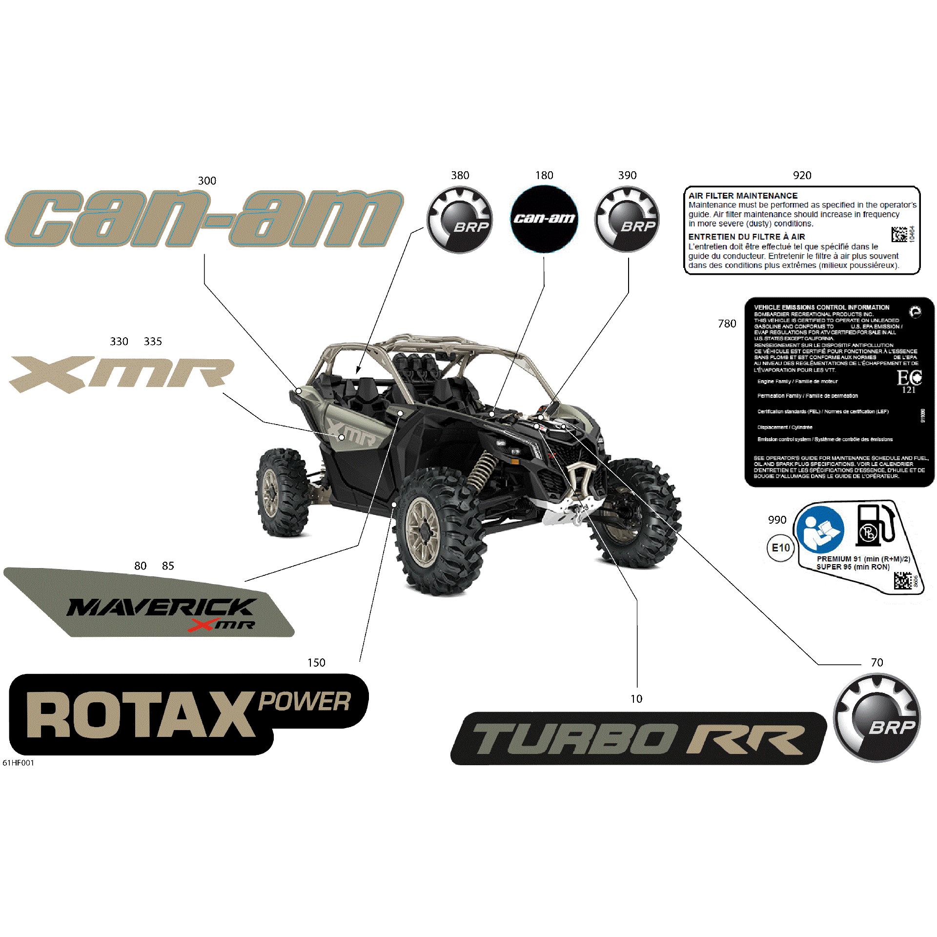 An Image of a Genuine Can-Am Parts Schematic Diagram showing the schematic - BODY - DECALS