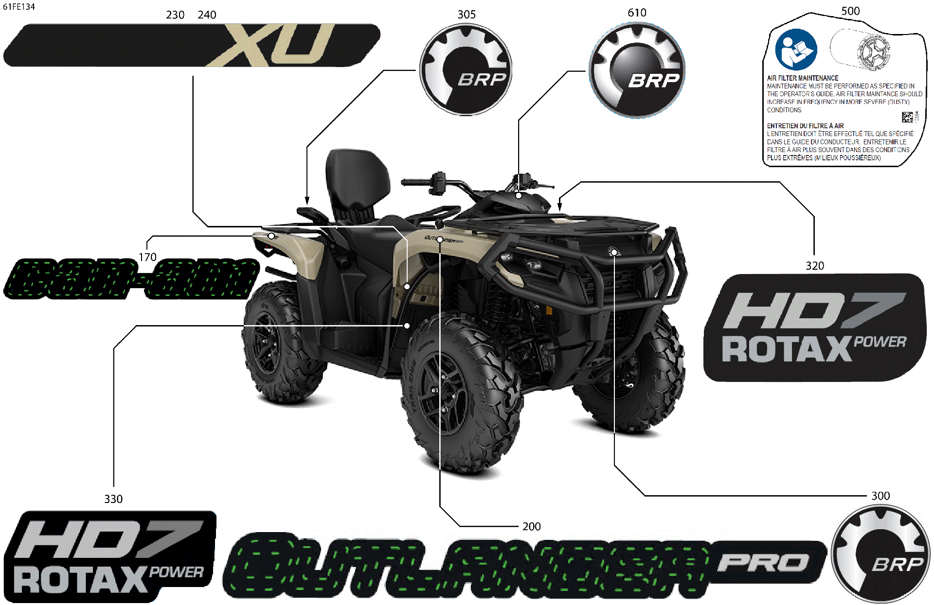 An Image of a Genuine Can-Am Parts Schematic Diagram showing the schematic - BODY - FEATURE DECALS