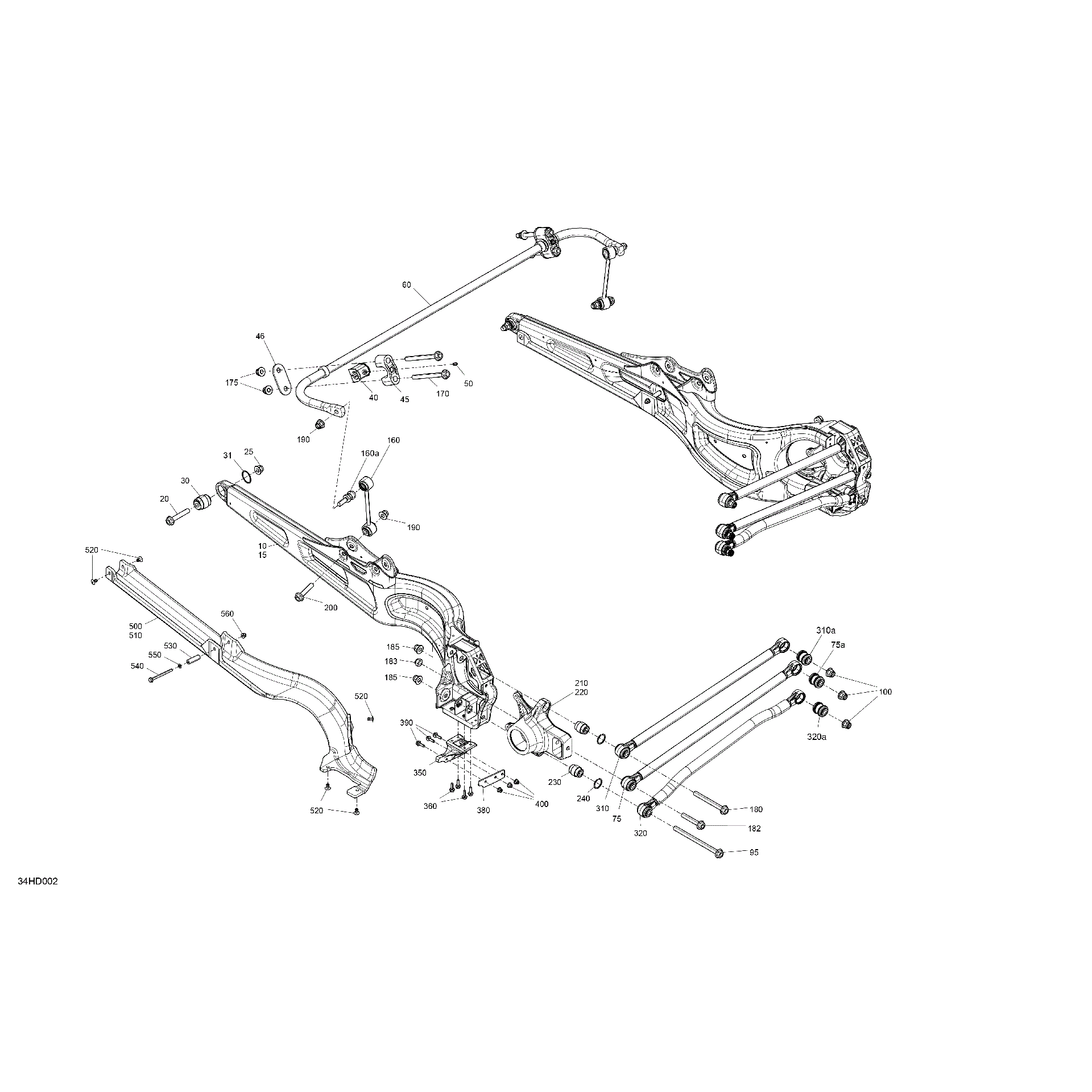 An Image of a Genuine Can-Am Parts Schematic Diagram showing the schematic - SUSPENSION - REAR COMPONENTS