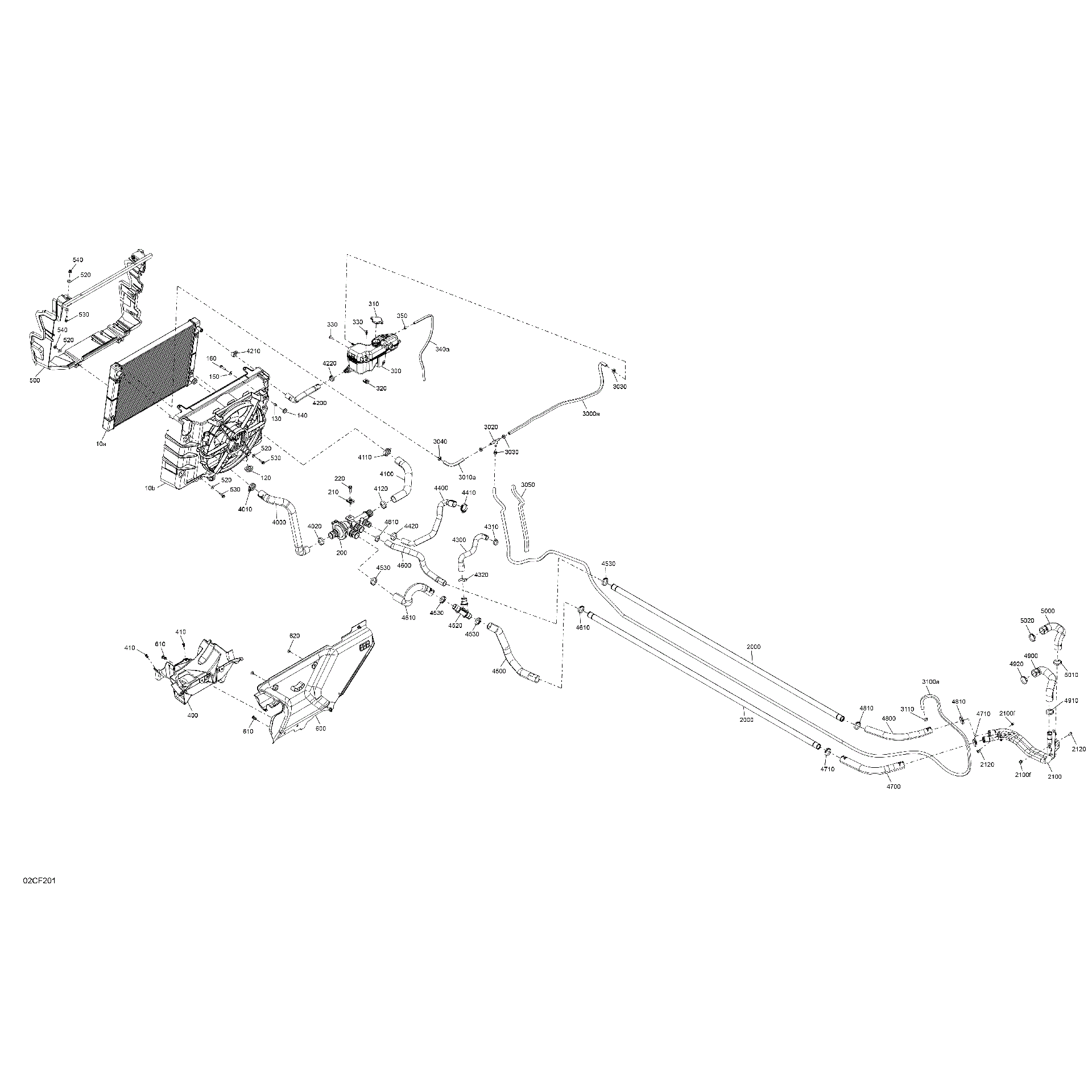 An Image of a Genuine Can-Am Parts Schematic Diagram showing the schematic - ENGINE - COOLING