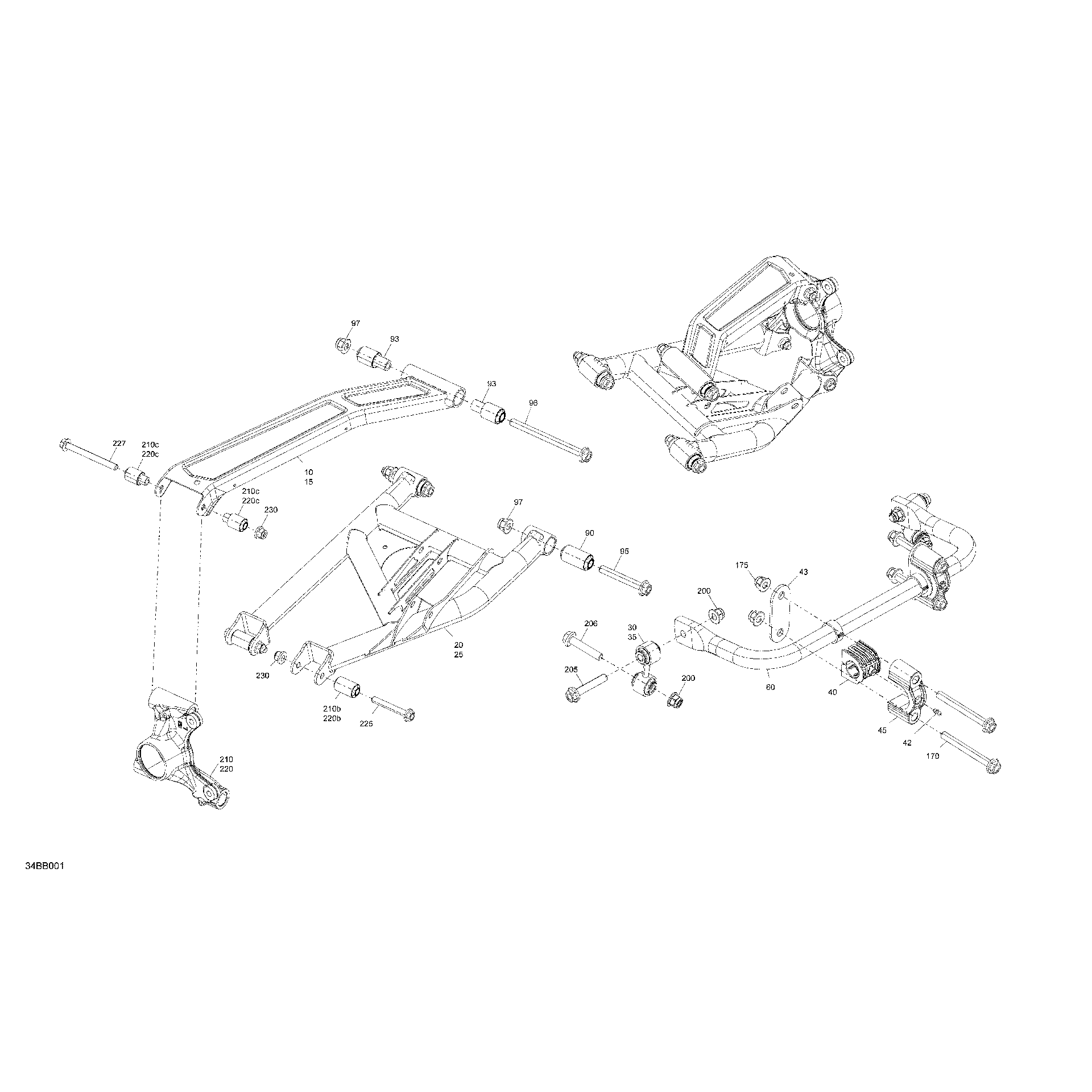 An Image of a Genuine Can-Am Parts Schematic Diagram showing the schematic - SUSPENSION - REAR COMPONENTS