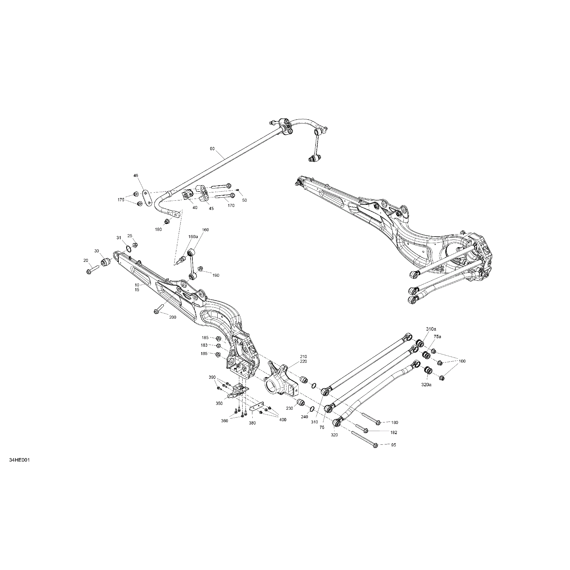 An Image of a Genuine Can-Am Parts Schematic Diagram showing the schematic - SUSPENSION - REAR COMPONENTS