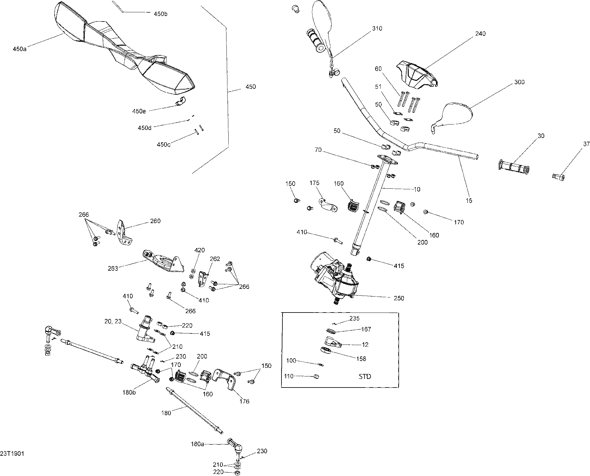 An Image of a Genuine Can-Am Parts Schematic Diagram showing the schematic - STEERING