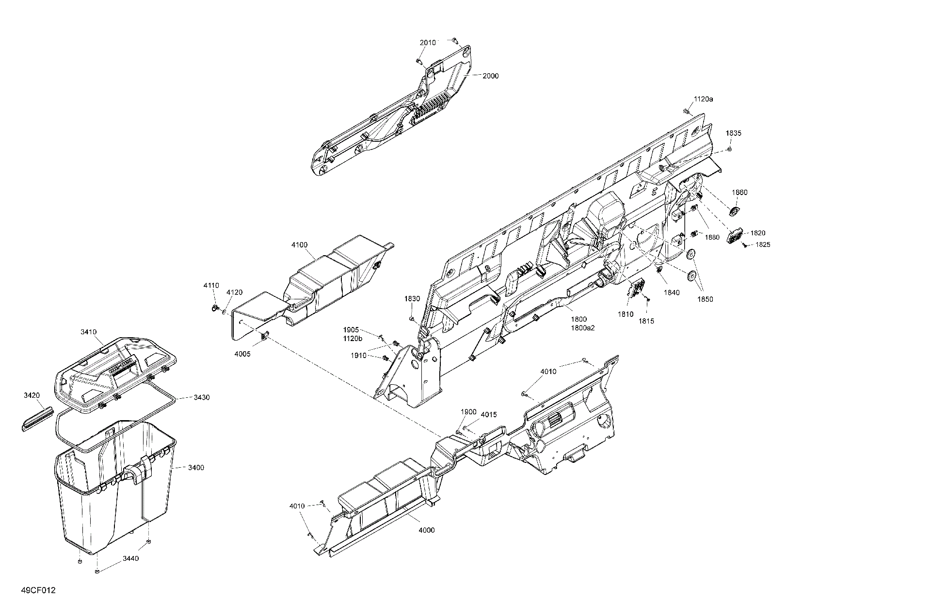 An Image of a Genuine Can-Am Parts Schematic Diagram showing the schematic - CAB INTERIOR - BACK WALL