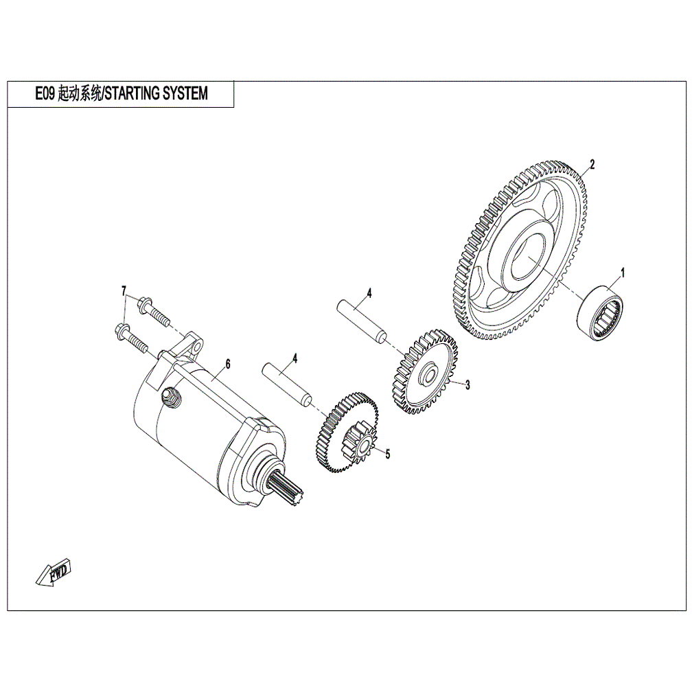 An Image of a genuine CFMOTO Parts Schematic Diagram showing the group - STARTING SYSTEM - 2022 CFMOTO CFORCE 800 XC