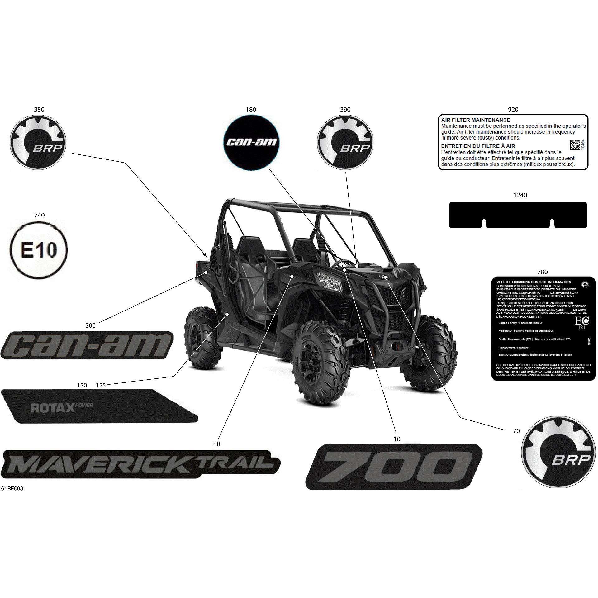 An Image of a Genuine Can-Am Parts Schematic Diagram showing the schematic - BODY - DECALS