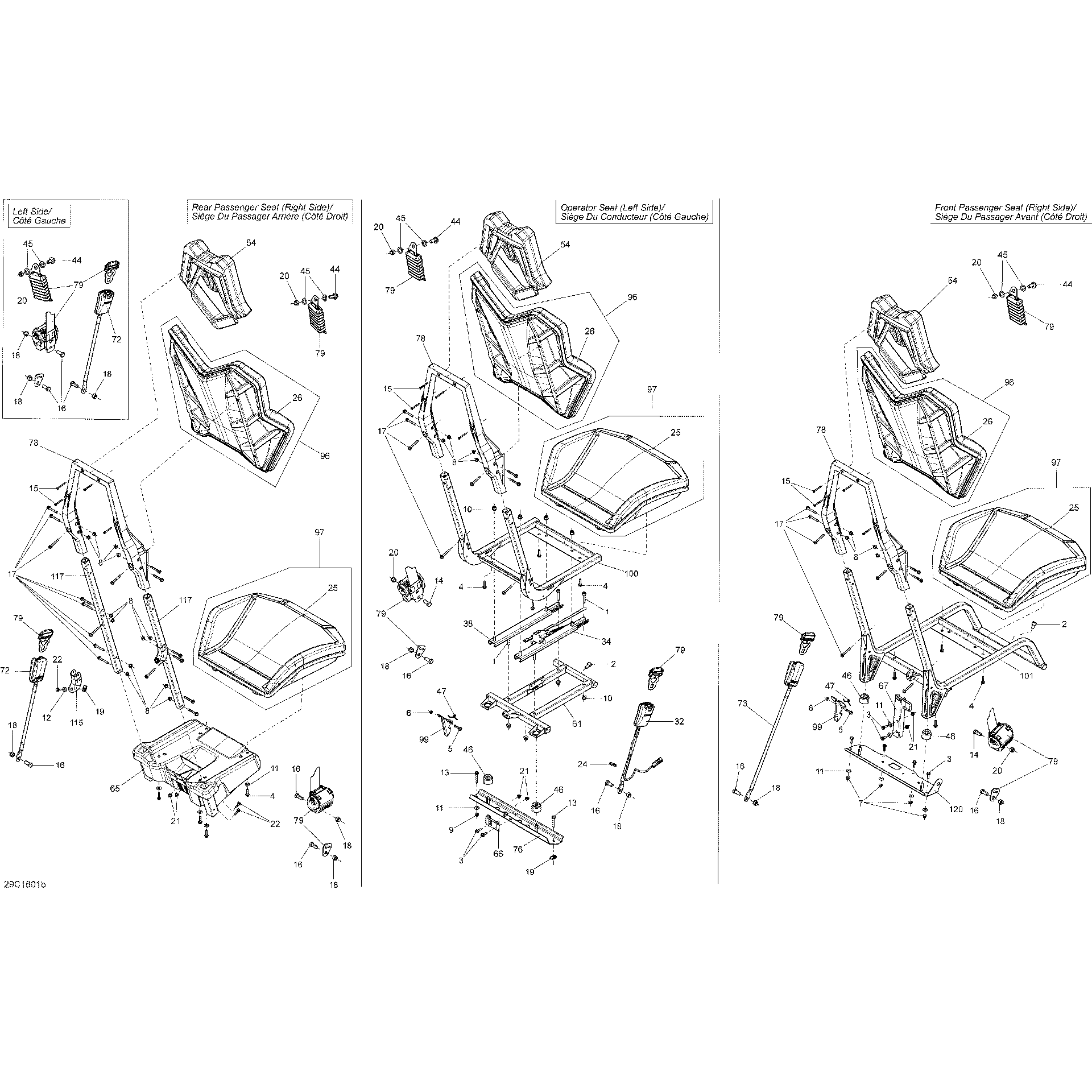 An Image of a Genuine Can-Am Parts Schematic Diagram showing the schematic - SEAT - MAX