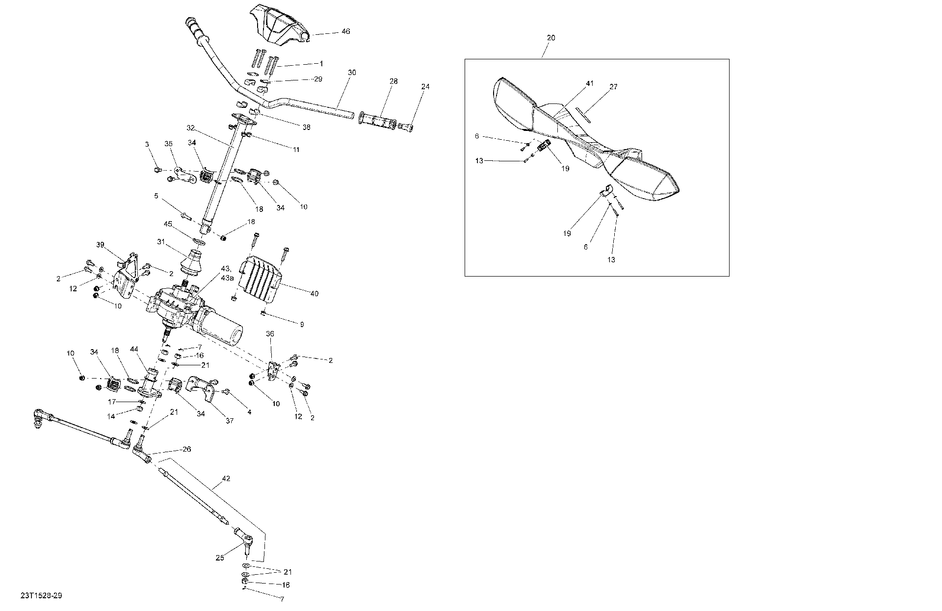 An Image of a Genuine Can-Am Parts Schematic Diagram showing the schematic - STEERING _23T1528