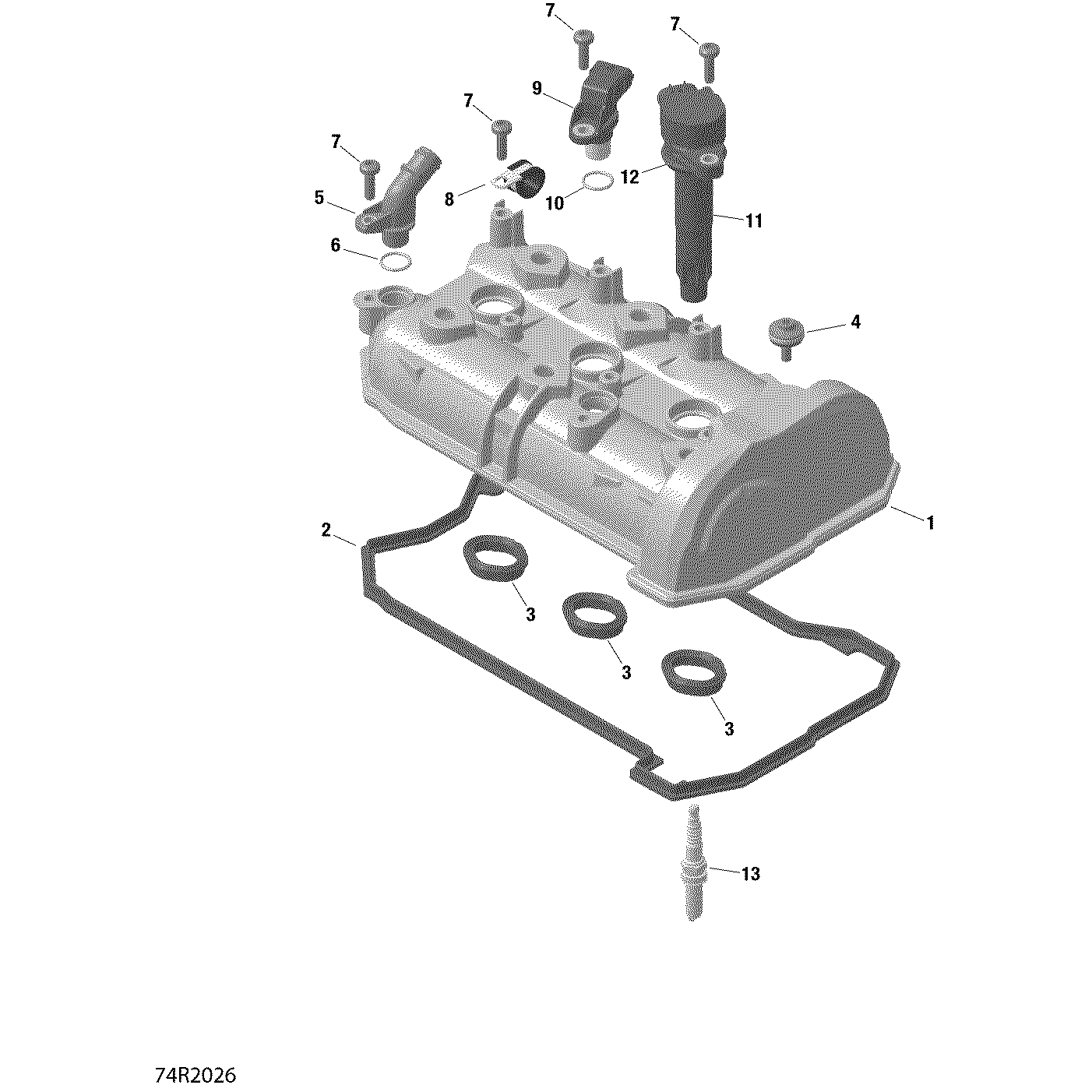 An Image of a Genuine Can-Am Parts Schematic Diagram showing the schematic - VALVE COVER