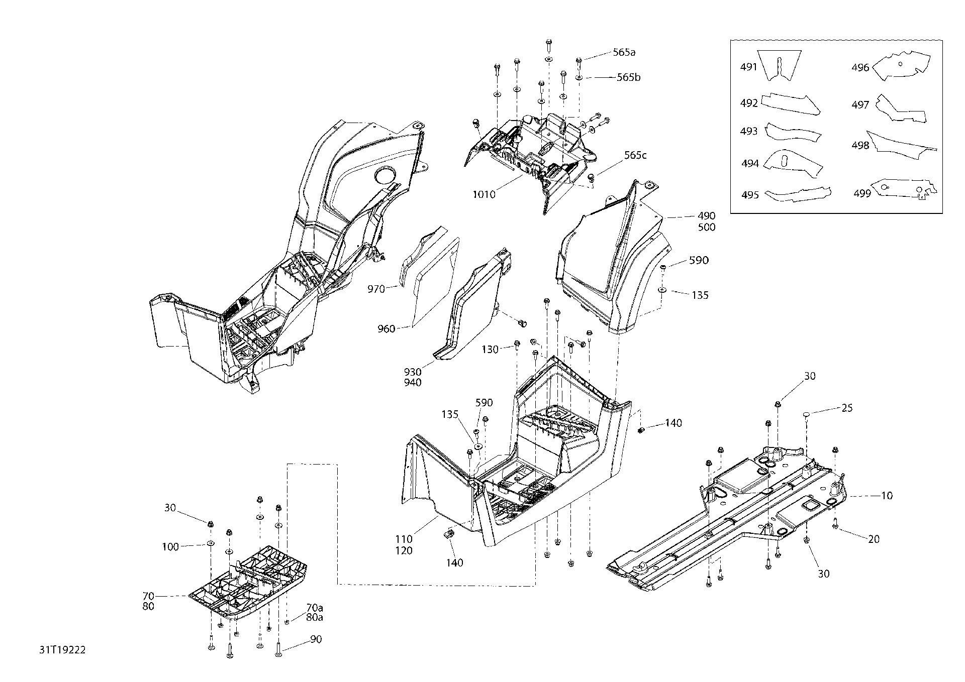 An Image of a Genuine Can-Am Parts Schematic Diagram showing the schematic - BODY AND ACCESSORIES 6X6 - 650 EFI -  - MIDDLE
