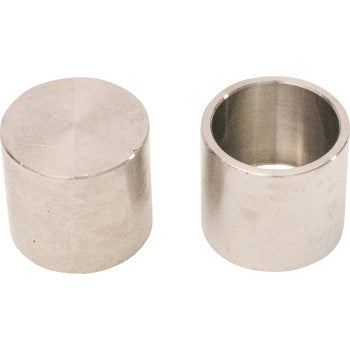Two metal objects are shown: one solid and one hollow like a sleeve, both featuring a shiny 304 stainless steel finish. The product is the Brake Caliper Piston by All Balls.