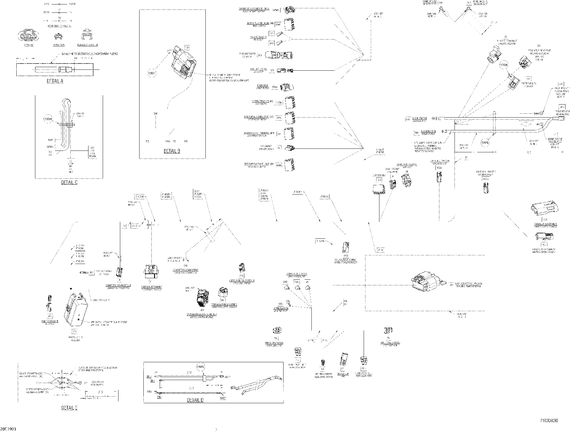An Image of a Genuine Can-Am Parts Schematic Diagram showing the schematic - MAIN HARNESS 710006090 COMMANDER MAX