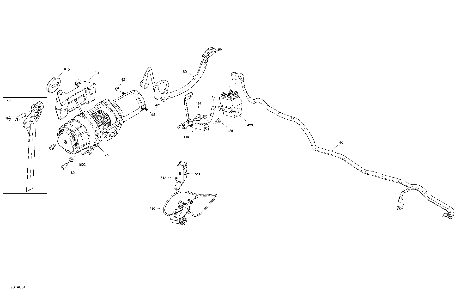 An Image of a Genuine Can-Am Parts Schematic Diagram showing the schematic - ELECTRIC - WINCH