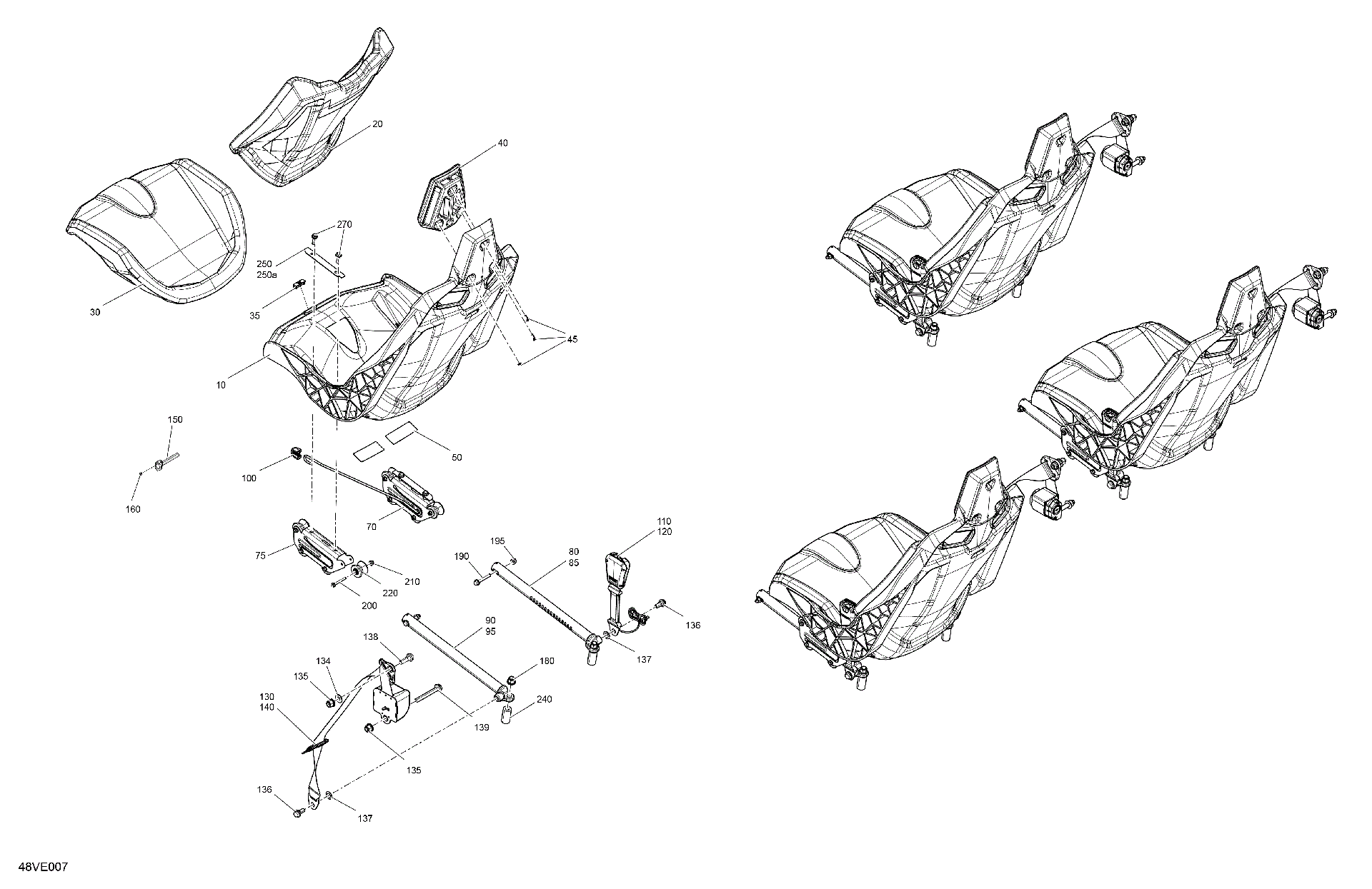 An Image of a Genuine Can-Am Parts Schematic Diagram showing the schematic - BODY - SEAT