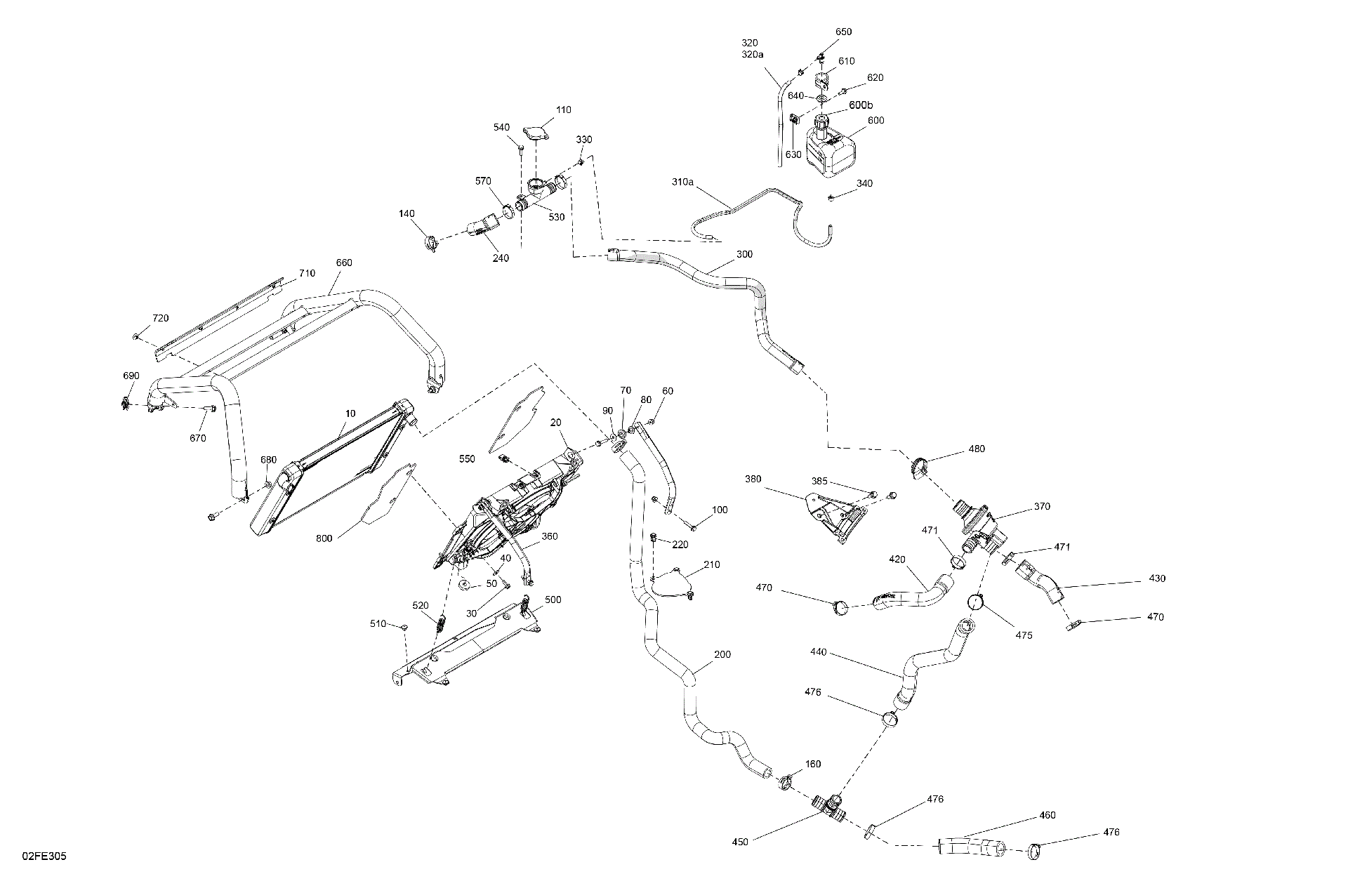 An Image of a Genuine Can-Am Parts Schematic Diagram showing the schematic - ENGINE - COOLING