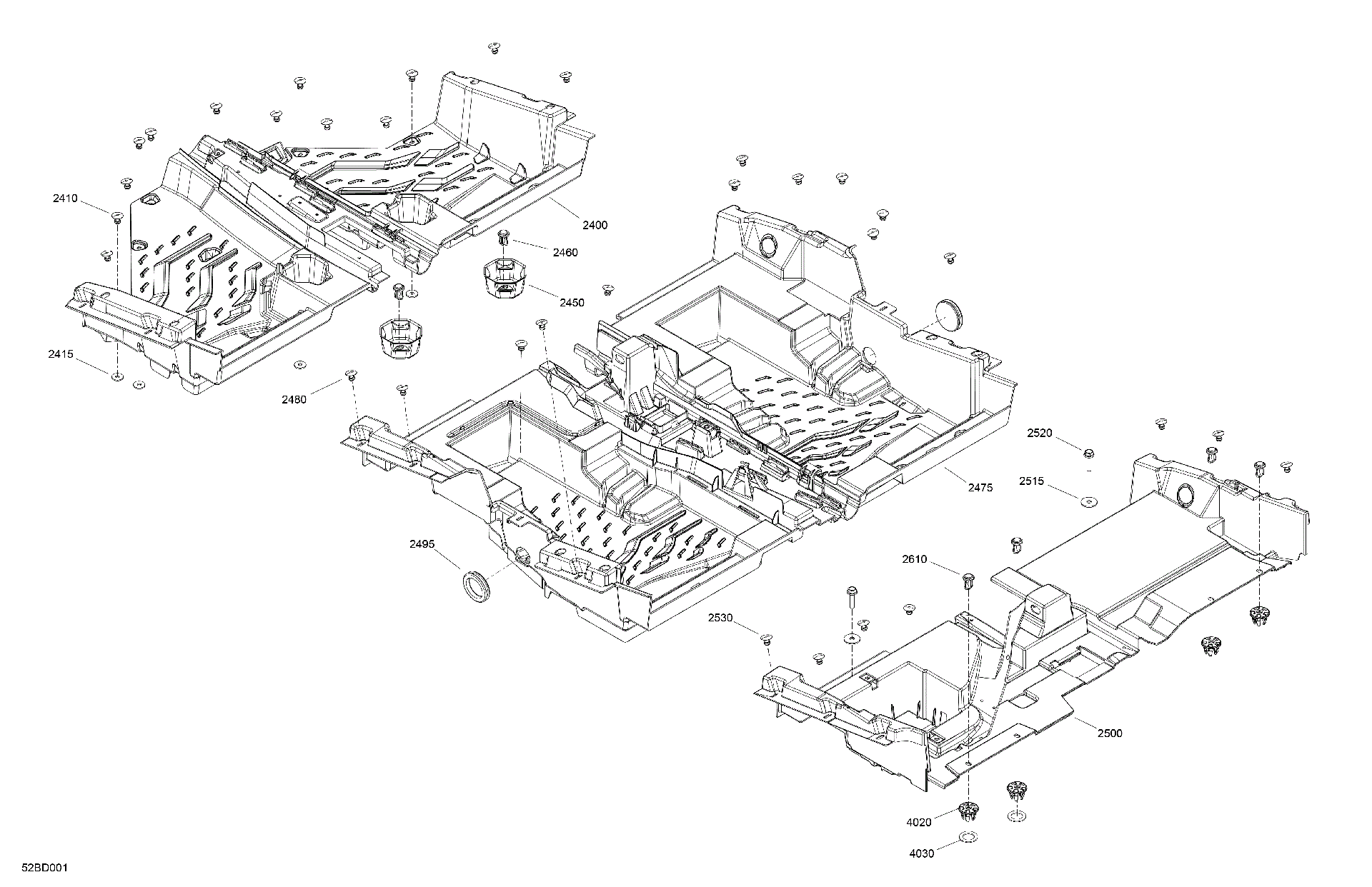 An Image of a Genuine Can-Am Parts Schematic Diagram showing the schematic - CAB INTERIOR - FLOOR