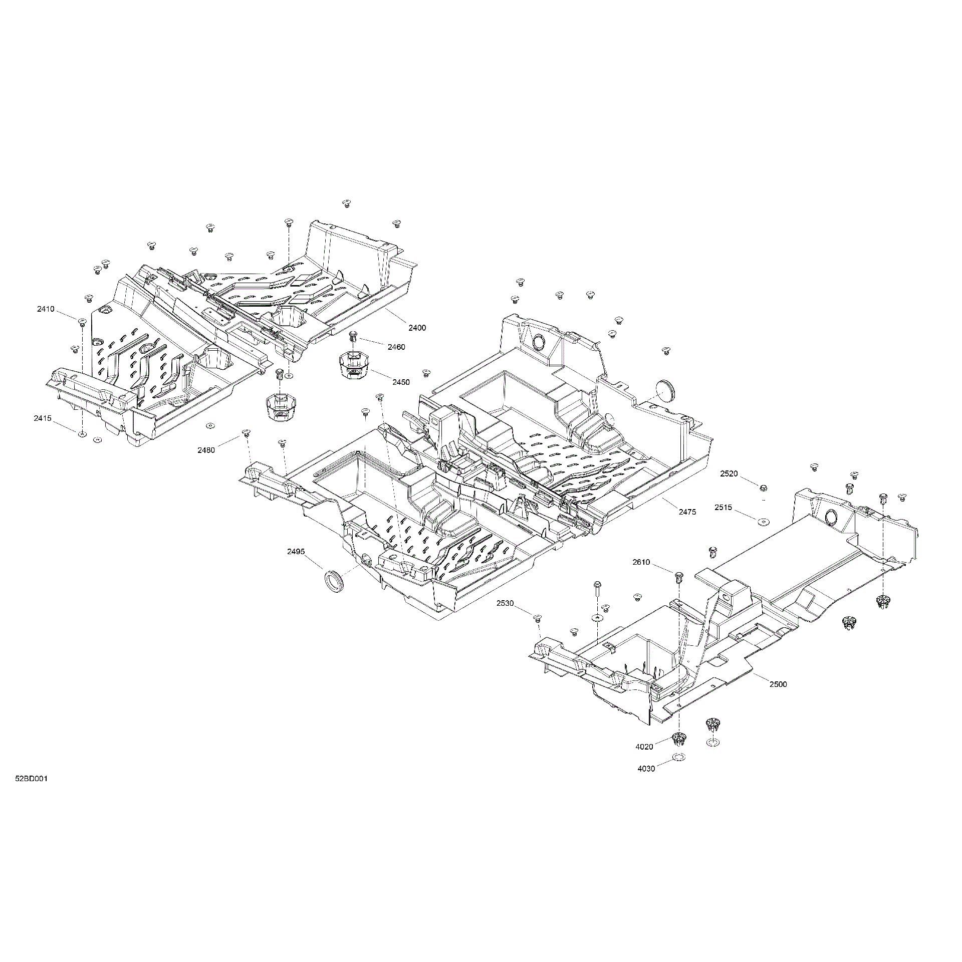 An Image of a Genuine Can-Am Parts Schematic Diagram showing the schematic - CAB INTERIOR - FLOOR