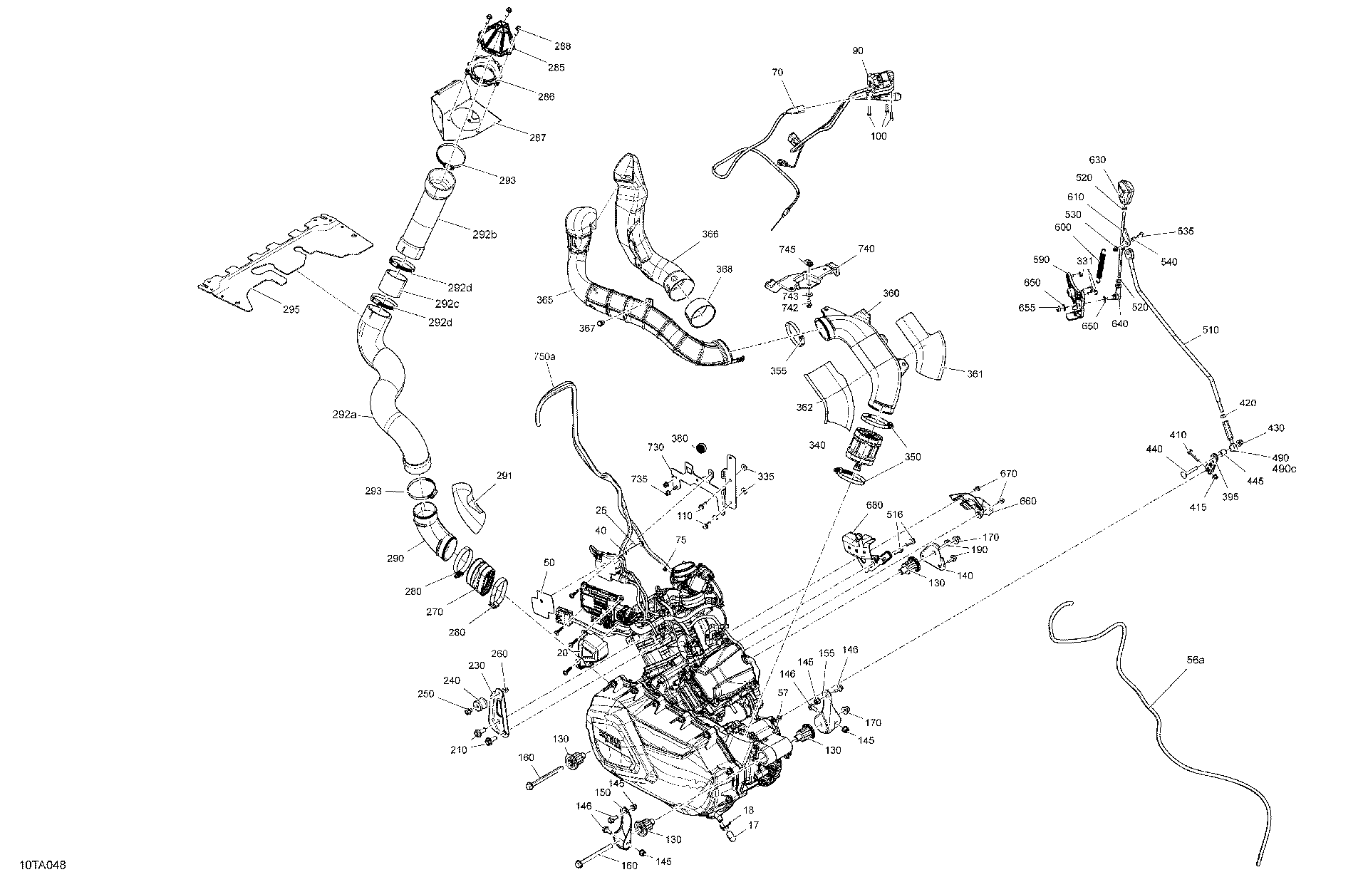 An Image of a Genuine Can-Am Parts Schematic Diagram showing the schematic - ENGINE - SYSTEM