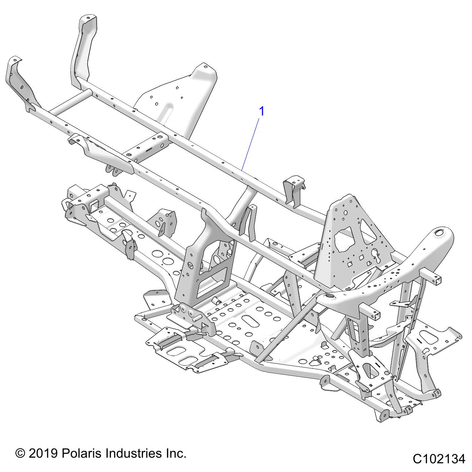 An Image of a Genuine Polaris Parts Schematic Diagram showing the schematic - CHASSIS: FRAME - 2020 POLARIS SPORTSMAN 570 EPS UTILITY