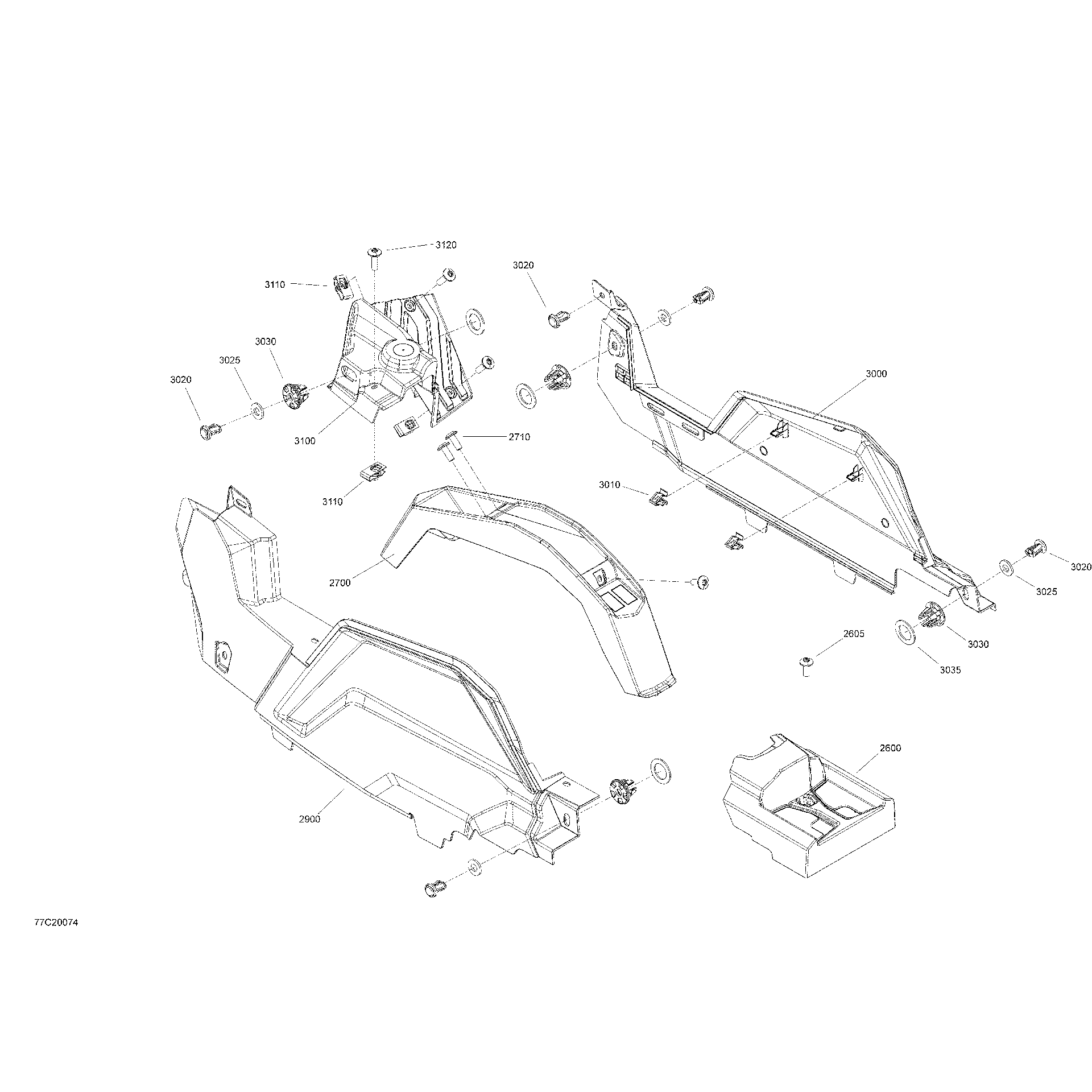 An Image of a Genuine Can-Am Parts Schematic Diagram showing the schematic - CAB INTERIOR - CONSOLE