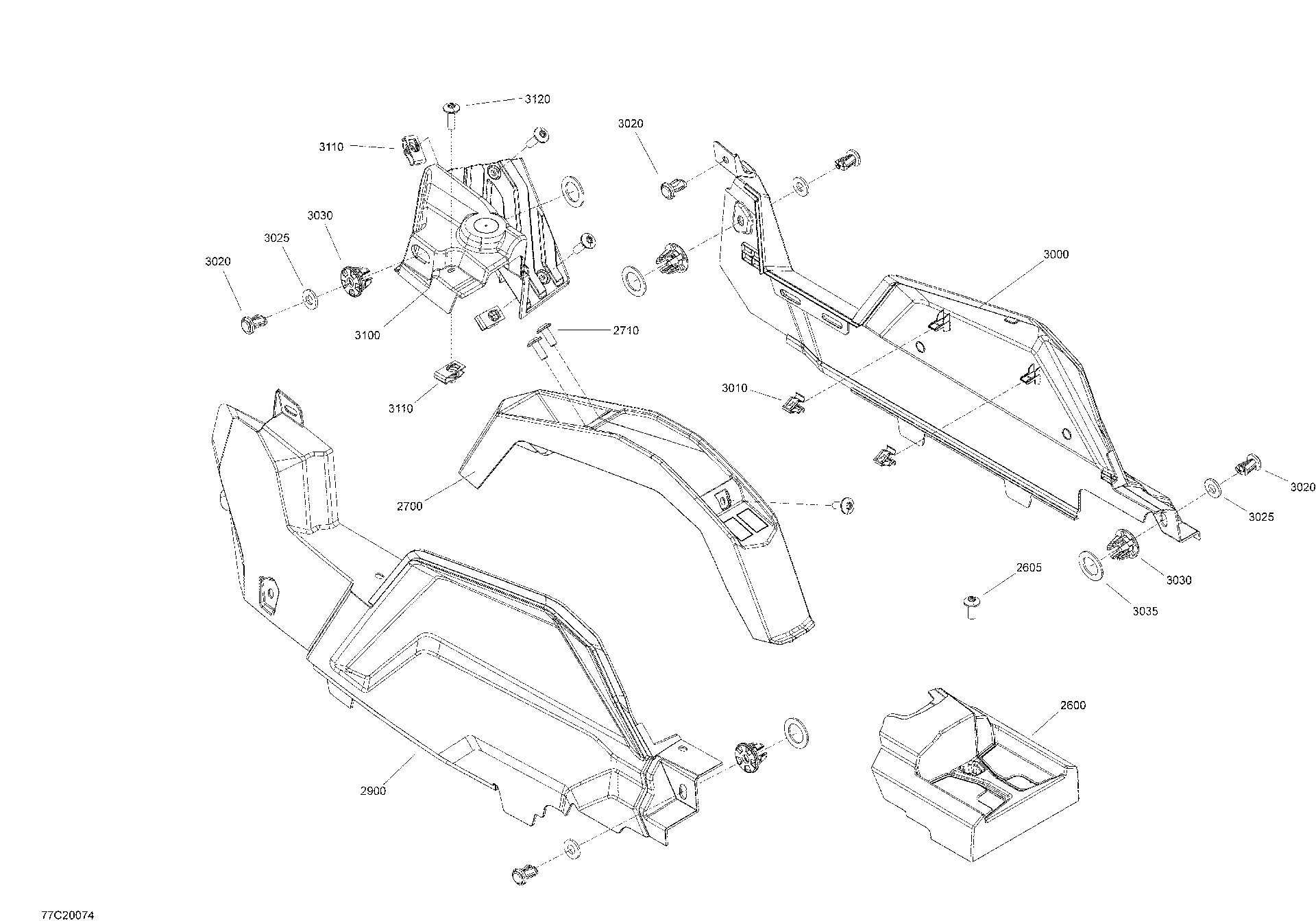 An Image of a Genuine Can-Am Parts Schematic Diagram showing the schematic - CAB INTERIOR - CONSOLE