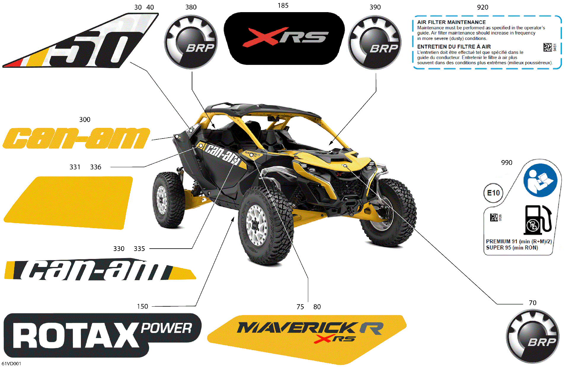 An Image of a Genuine Can-Am Parts Schematic Diagram showing the schematic - BODY - DECALS