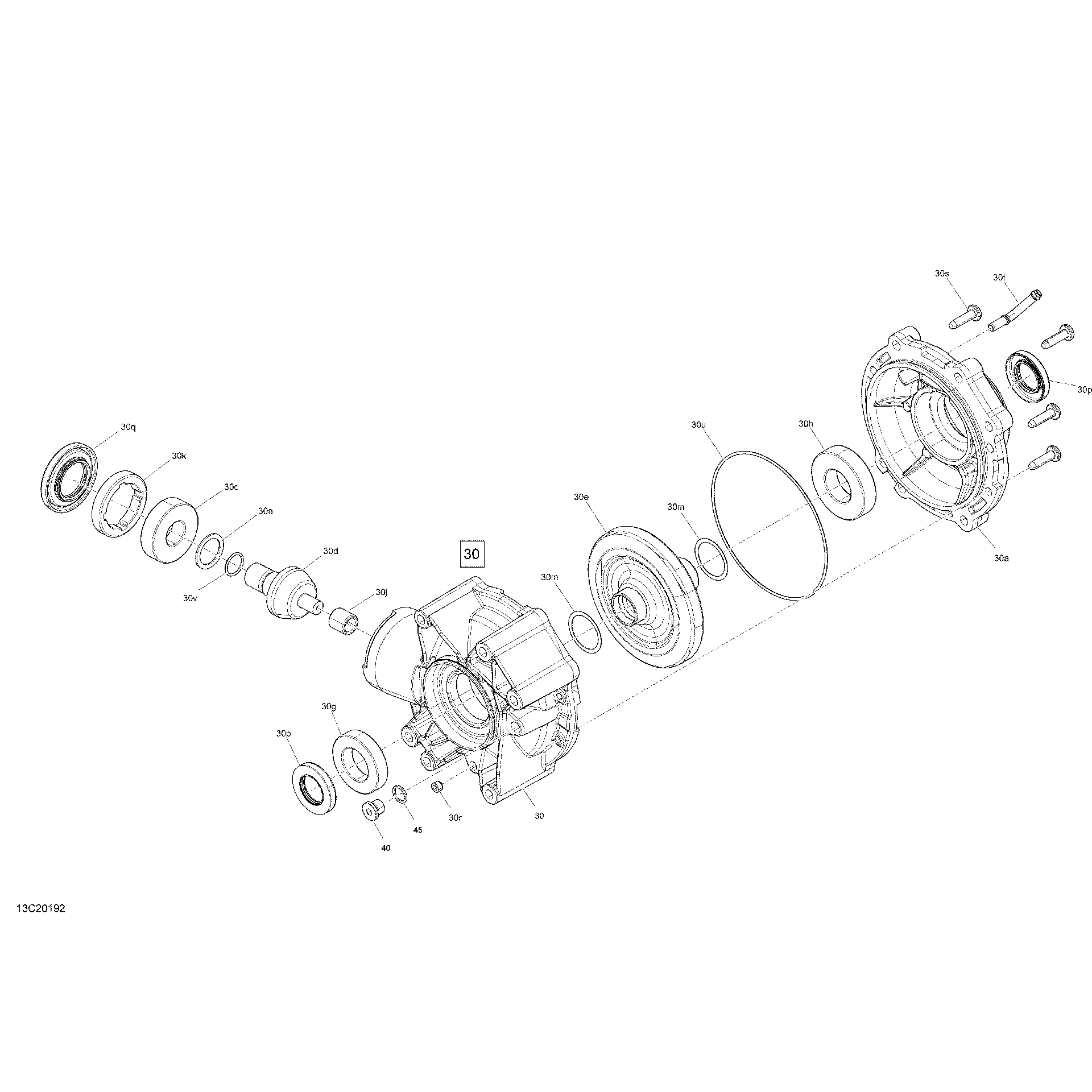 An Image of a Genuine Can-Am Parts Schematic Diagram showing the schematic - REAR DRIVE - DIFFERENTIAL PARTS