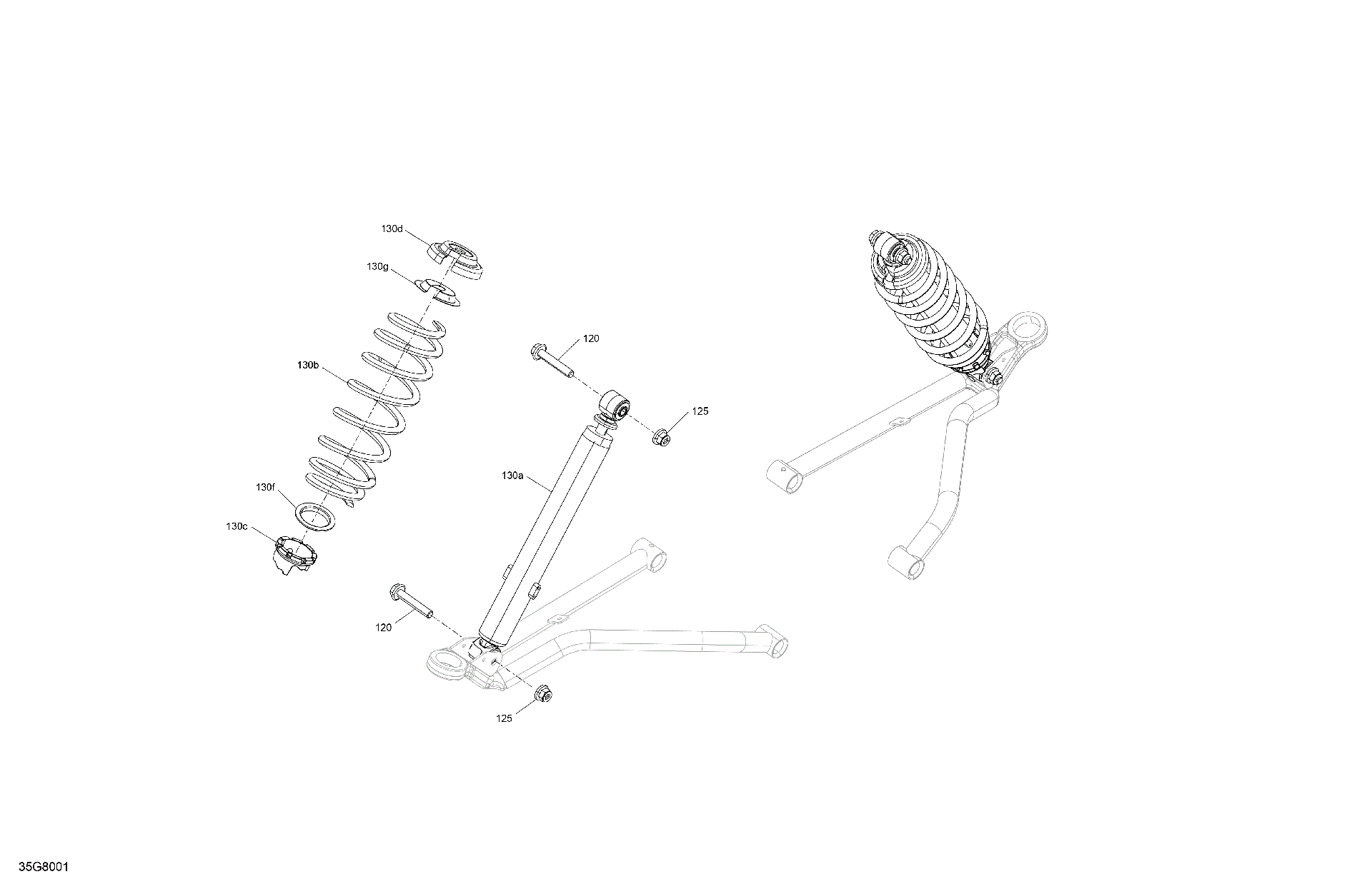 An Image of a Genuine Can-Am Parts Schematic Diagram showing the schematic - SUSPENSION - FRONT SHOCKS