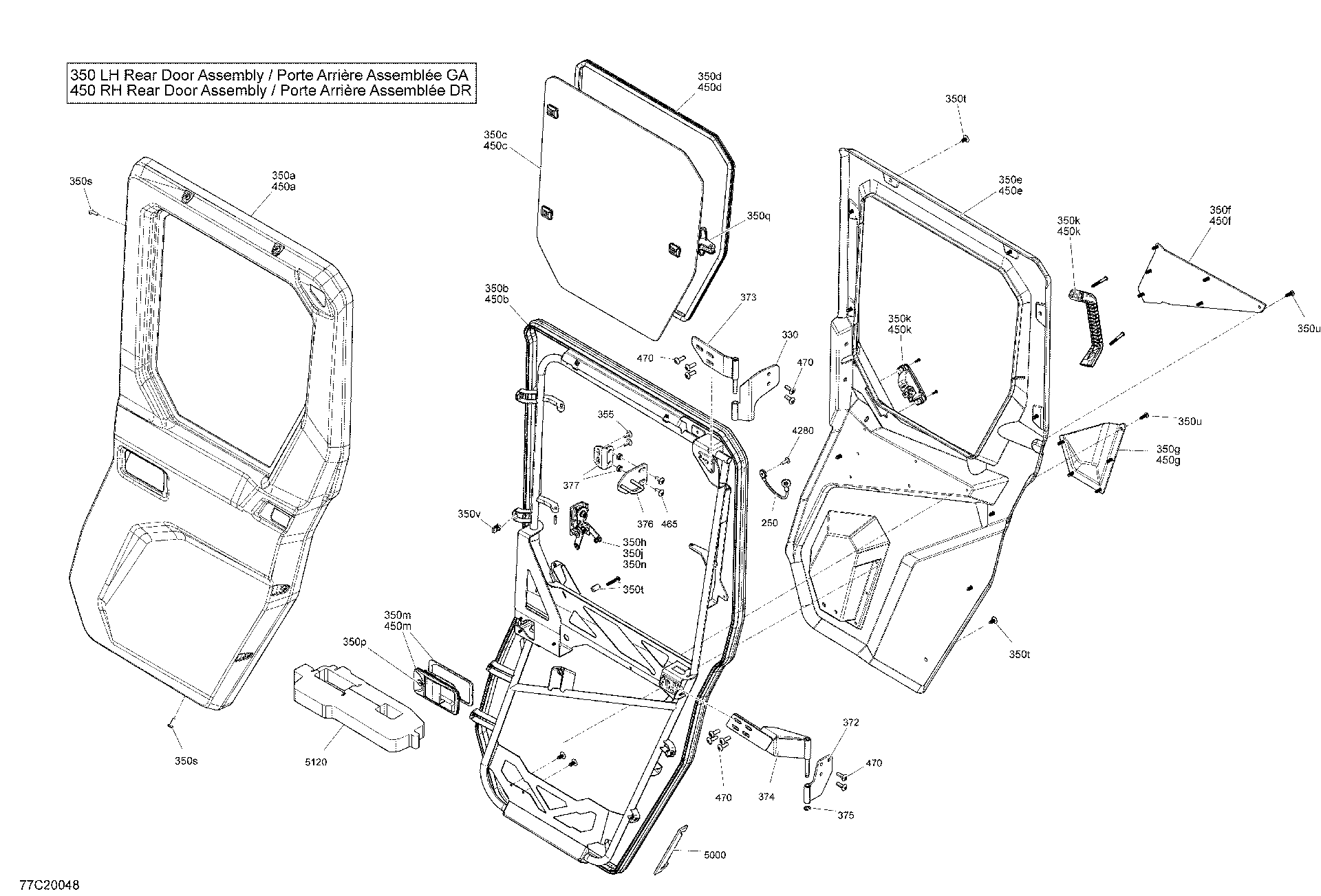 An Image of a Genuine Can-Am Parts Schematic Diagram showing the schematic - CAB - REAR DOOR - MAX