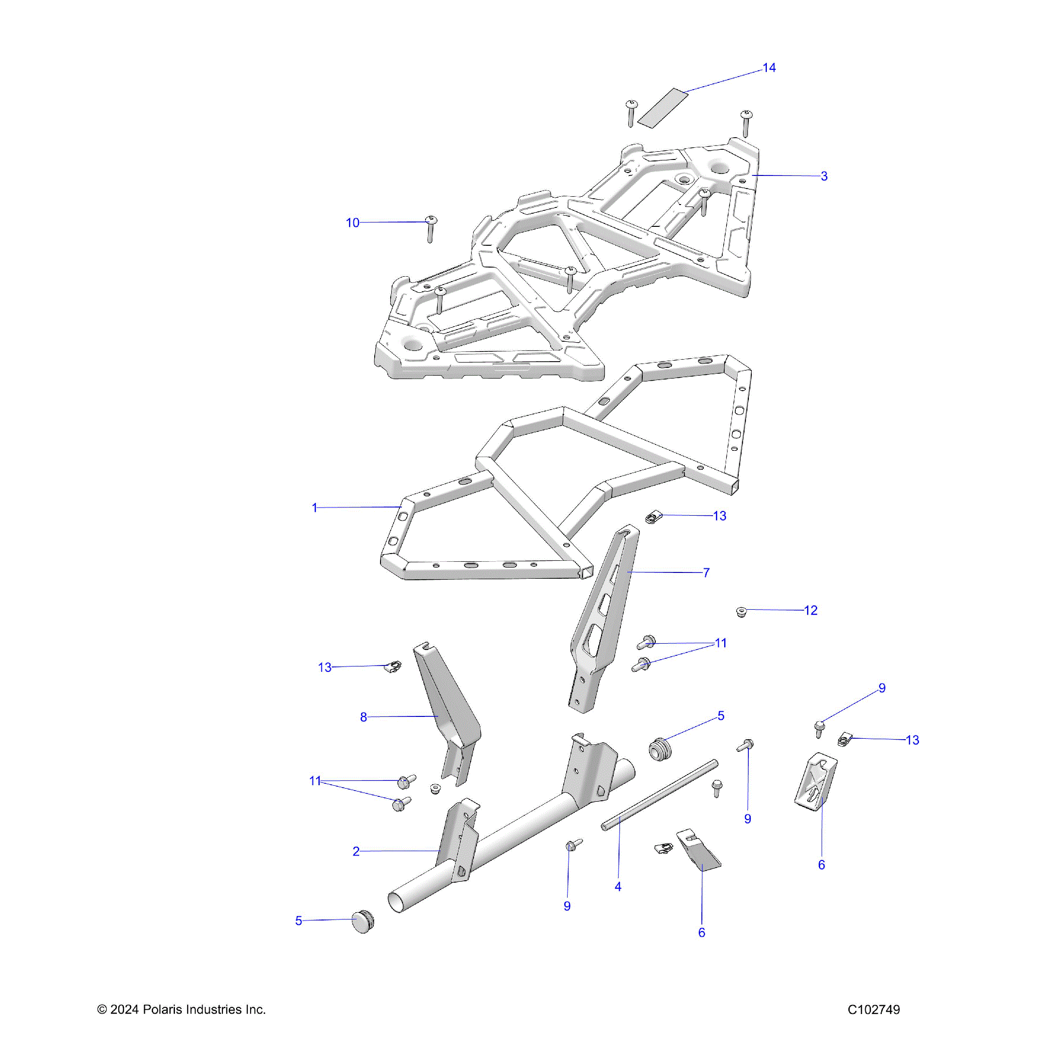 An Image of a Genuine Polaris Parts Schematic Diagram showing the schematic - BODY: REAR RACK - 2026 POLARIS SCRAMBLER XP 1000 S 49S