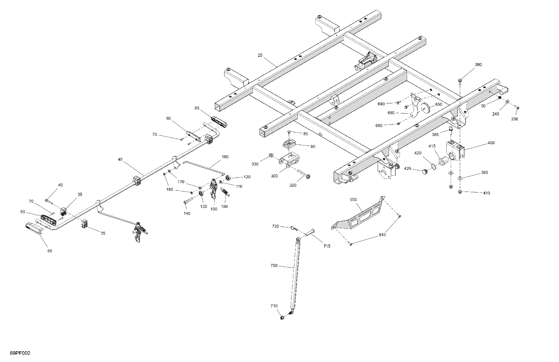 An Image of a Genuine Can-Am Parts Schematic Diagram showing the schematic - BODY - CARGO FRAME