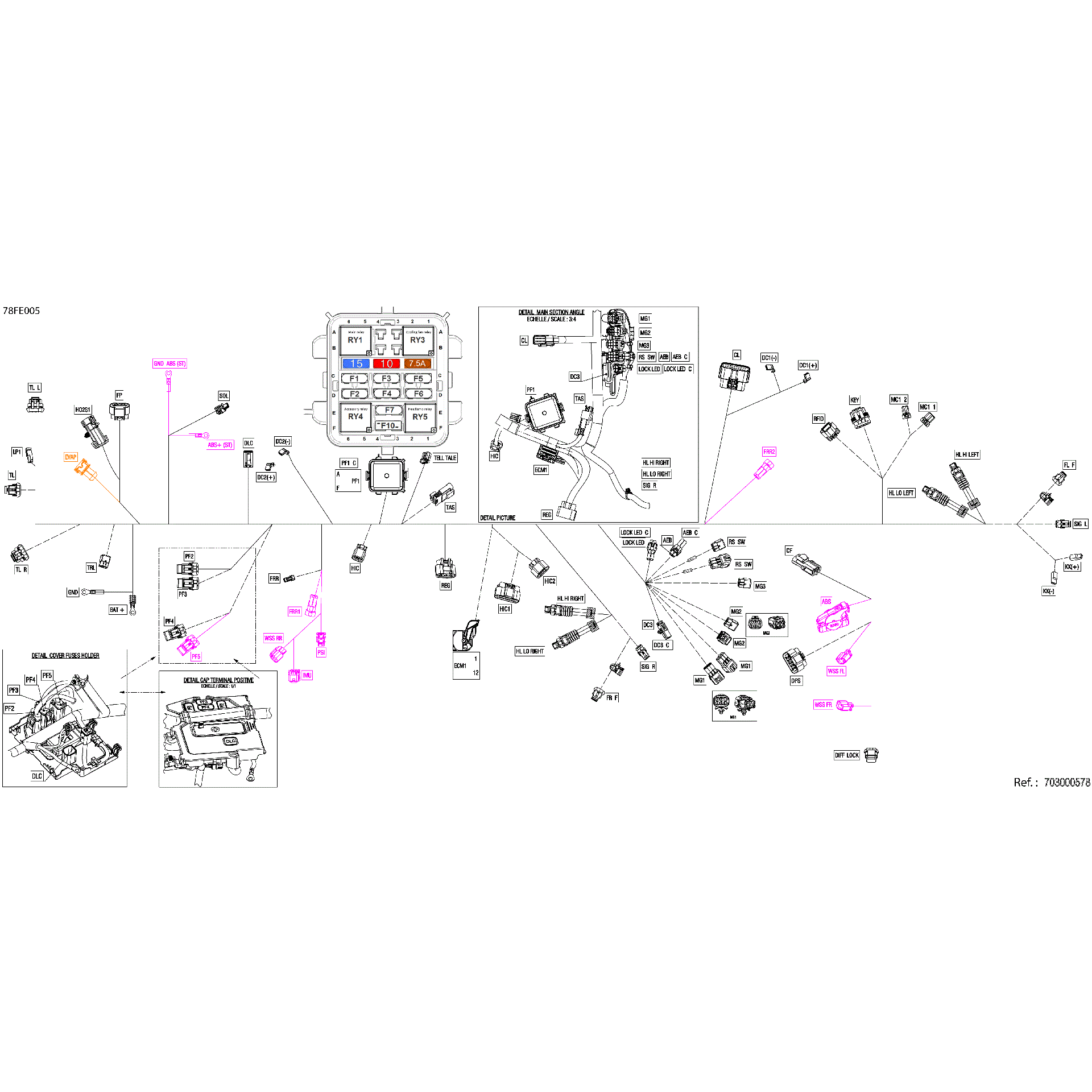 An Image of a Genuine Can-Am Parts Schematic Diagram showing the schematic - ELECTRIC - MAIN HARNESS - 710010292