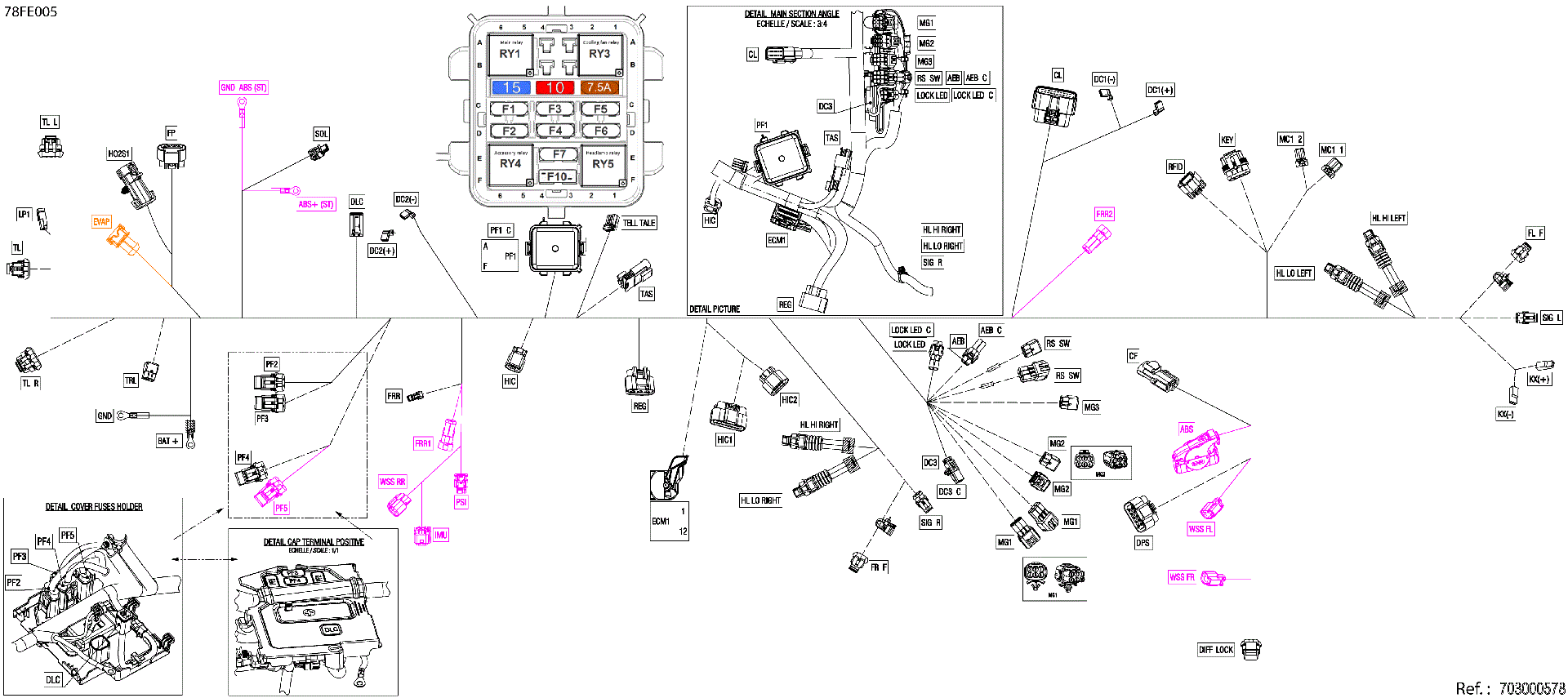 An Image of a Genuine Can-Am Parts Schematic Diagram showing the schematic - ELECTRIC - MAIN HARNESS - 710010292