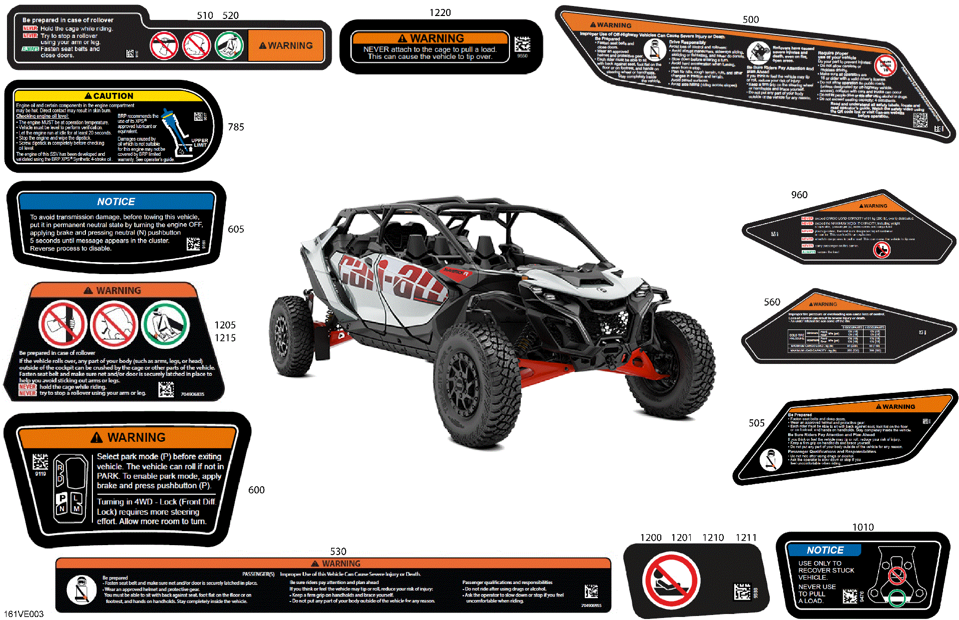 An Image of a Genuine Can-Am Parts Schematic Diagram showing the schematic - BODY - WARNING DECALS