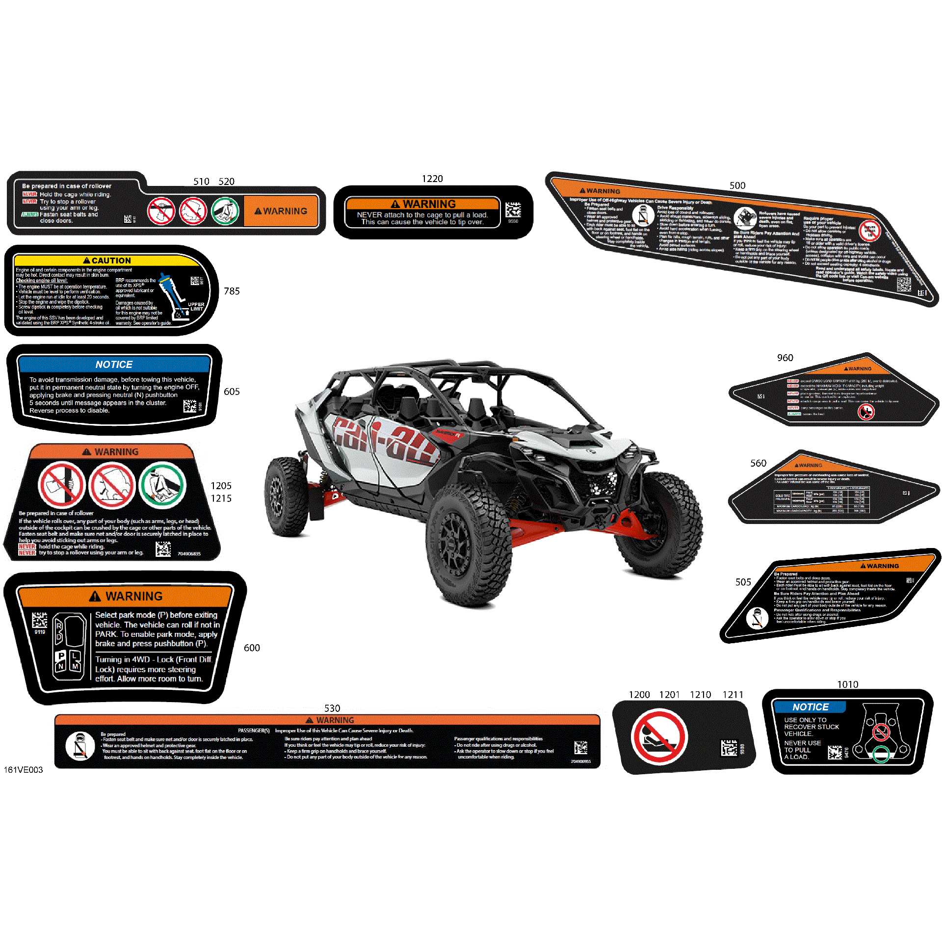 An Image of a Genuine Can-Am Parts Schematic Diagram showing the schematic - BODY - WARNING DECALS