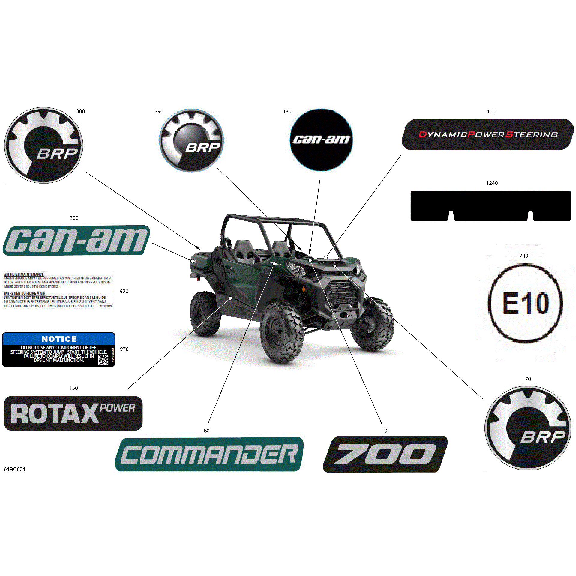 An Image of a Genuine Can-Am Parts Schematic Diagram showing the schematic - BODY - DECALS