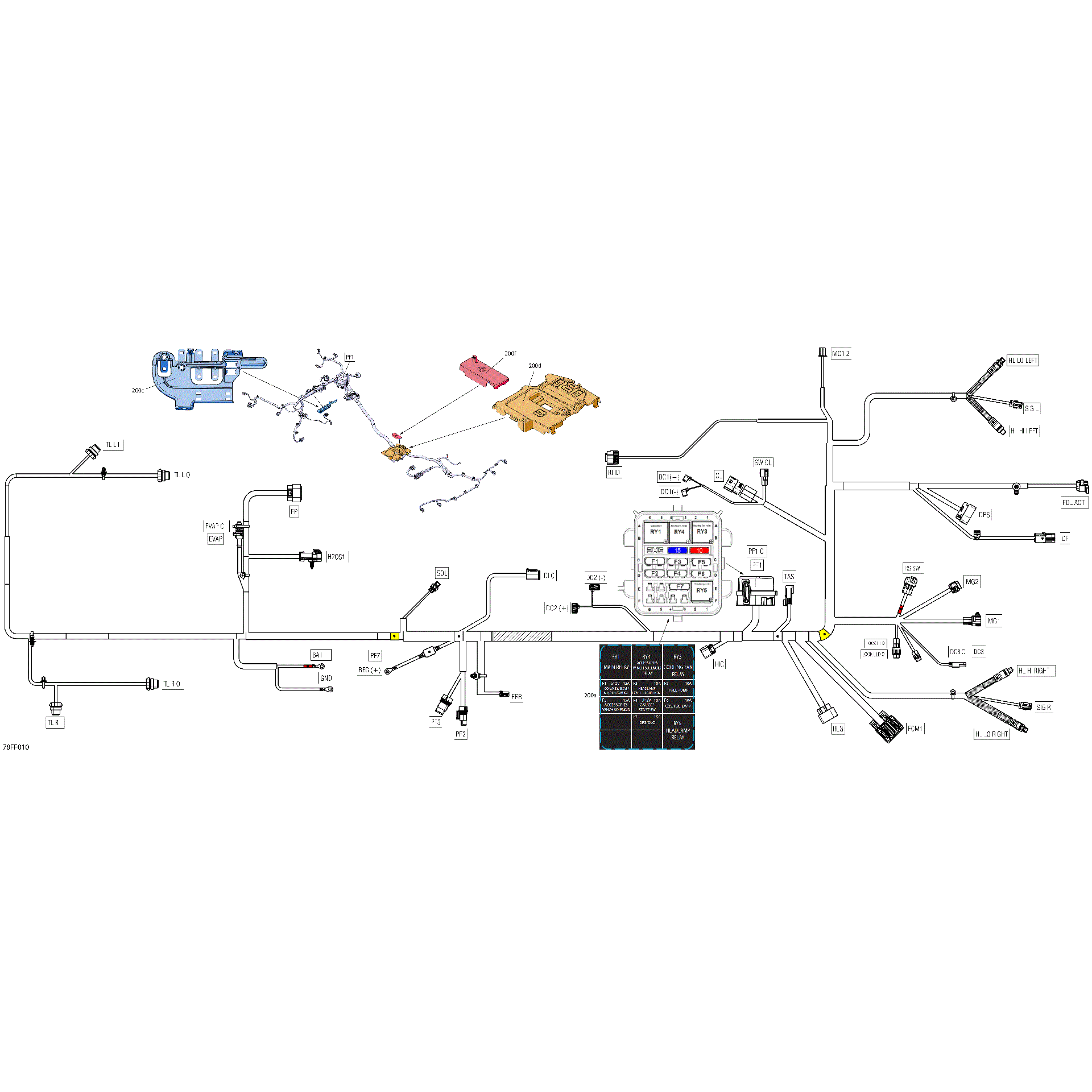 An Image of a Genuine Can-Am Parts Schematic Diagram showing the schematic - ELECTRIC - MAIN HARNESS - 710011232