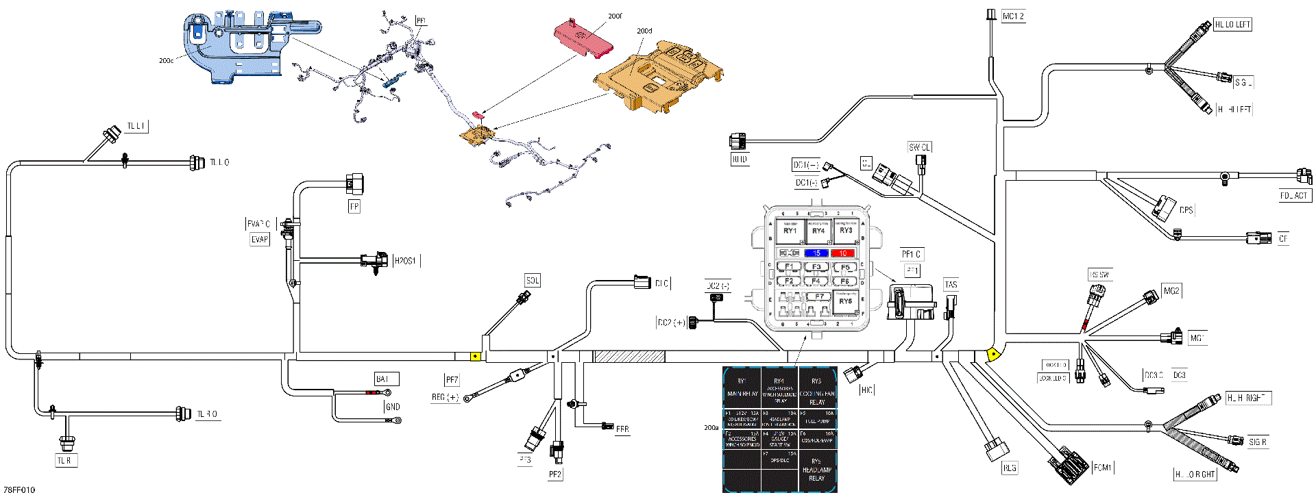 An Image of a Genuine Can-Am Parts Schematic Diagram showing the schematic - ELECTRIC - MAIN HARNESS - 710011232