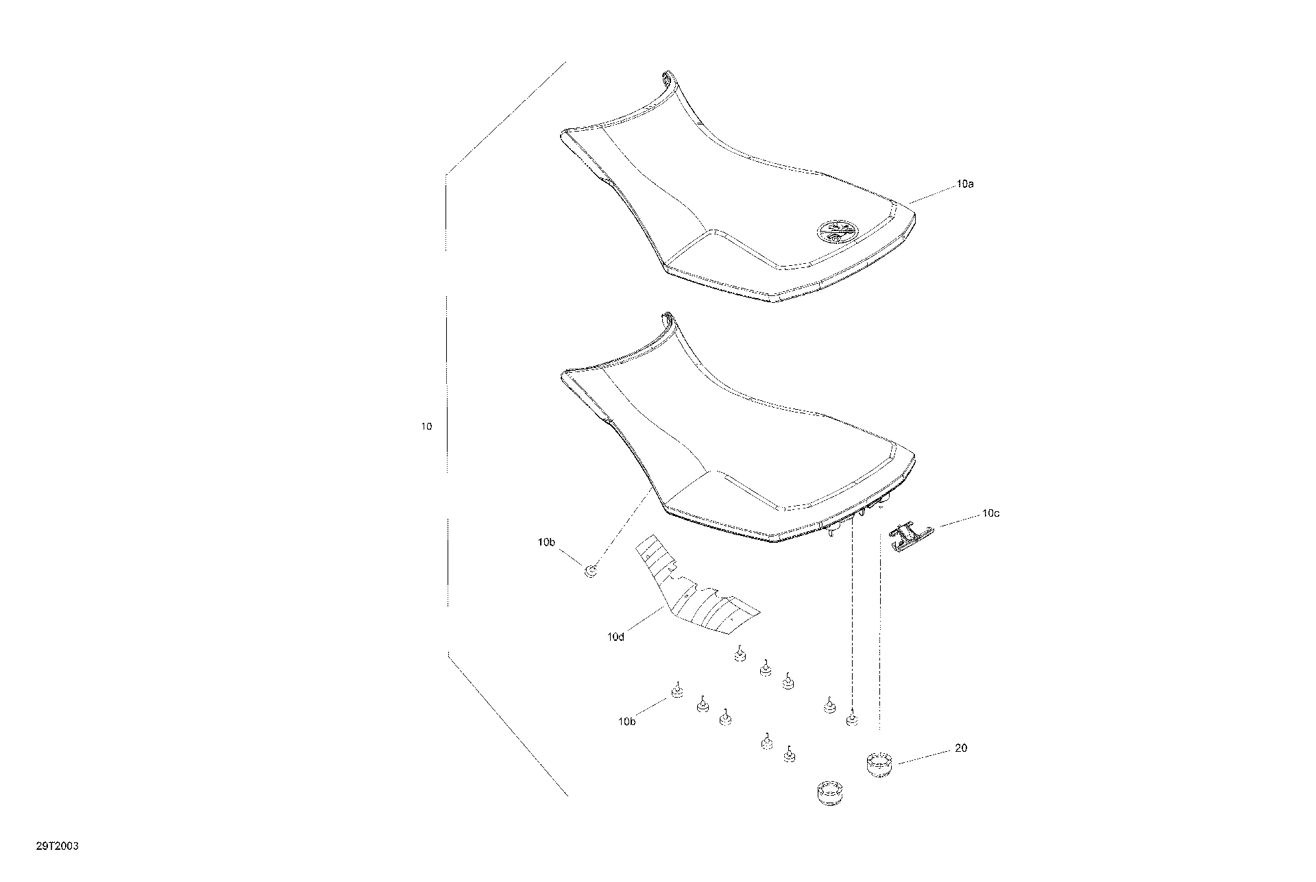 An Image of a Genuine Can-Am Parts Schematic Diagram showing the schematic - BODY - SEAT