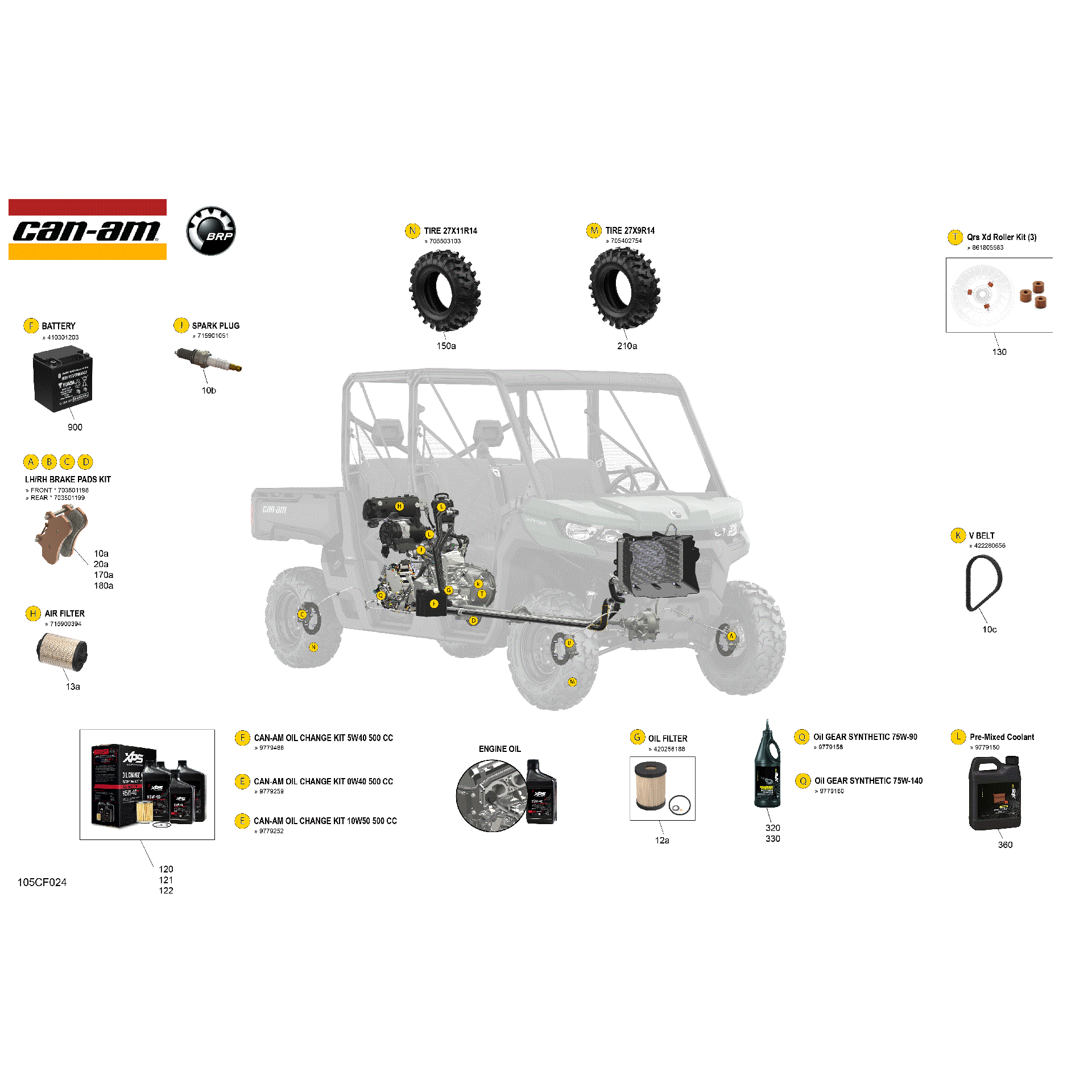 An Image of a Genuine Can-Am Parts Schematic Diagram showing the schematic - SERVICE - MAINTENANCE PARTS & FLUIDS