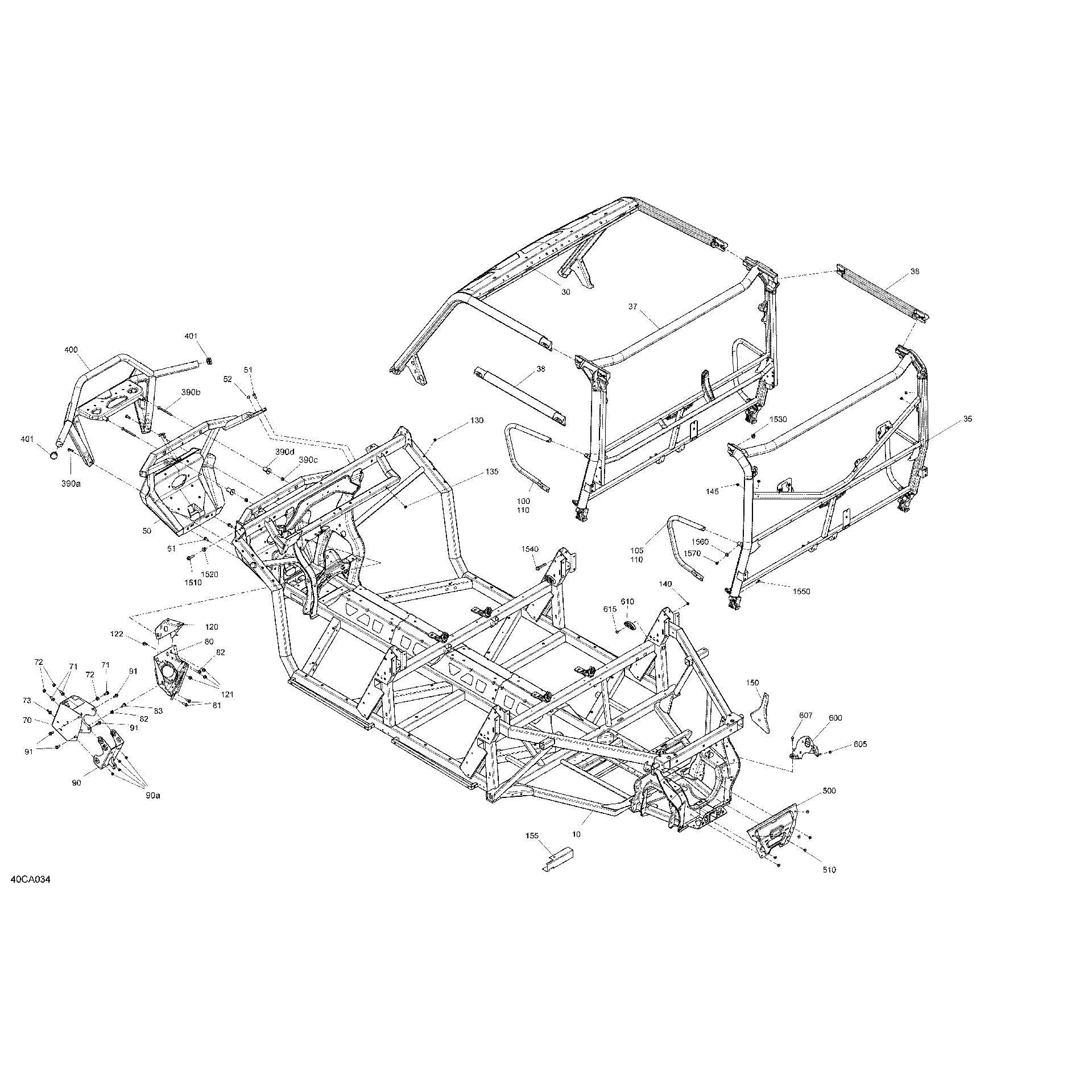 An Image of a Genuine Can-Am Parts Schematic Diagram showing the schematic - FRAME - SYSTEM