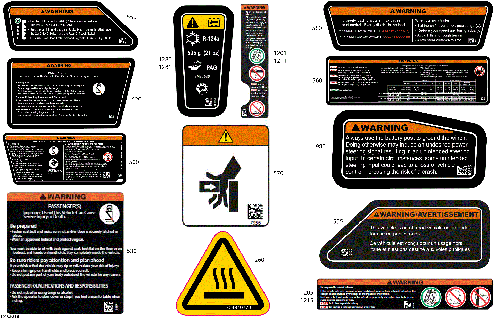 An Image of a Genuine Can-Am Parts Schematic Diagram showing the schematic - BODY - WARNING DECALS