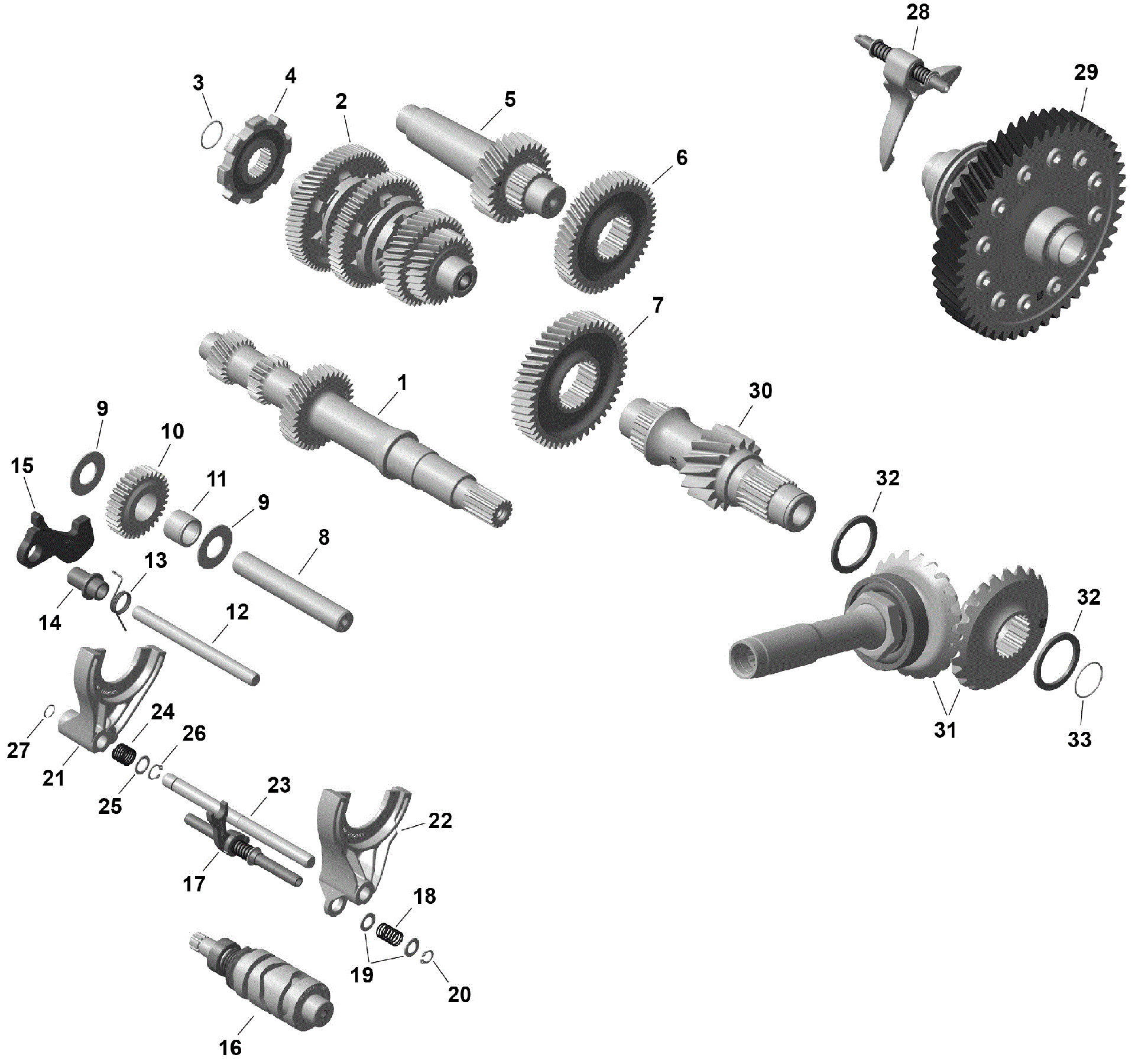An Image of a Genuine Can-Am Parts Schematic Diagram showing the schematic - ROTAX - GEARBOX 2