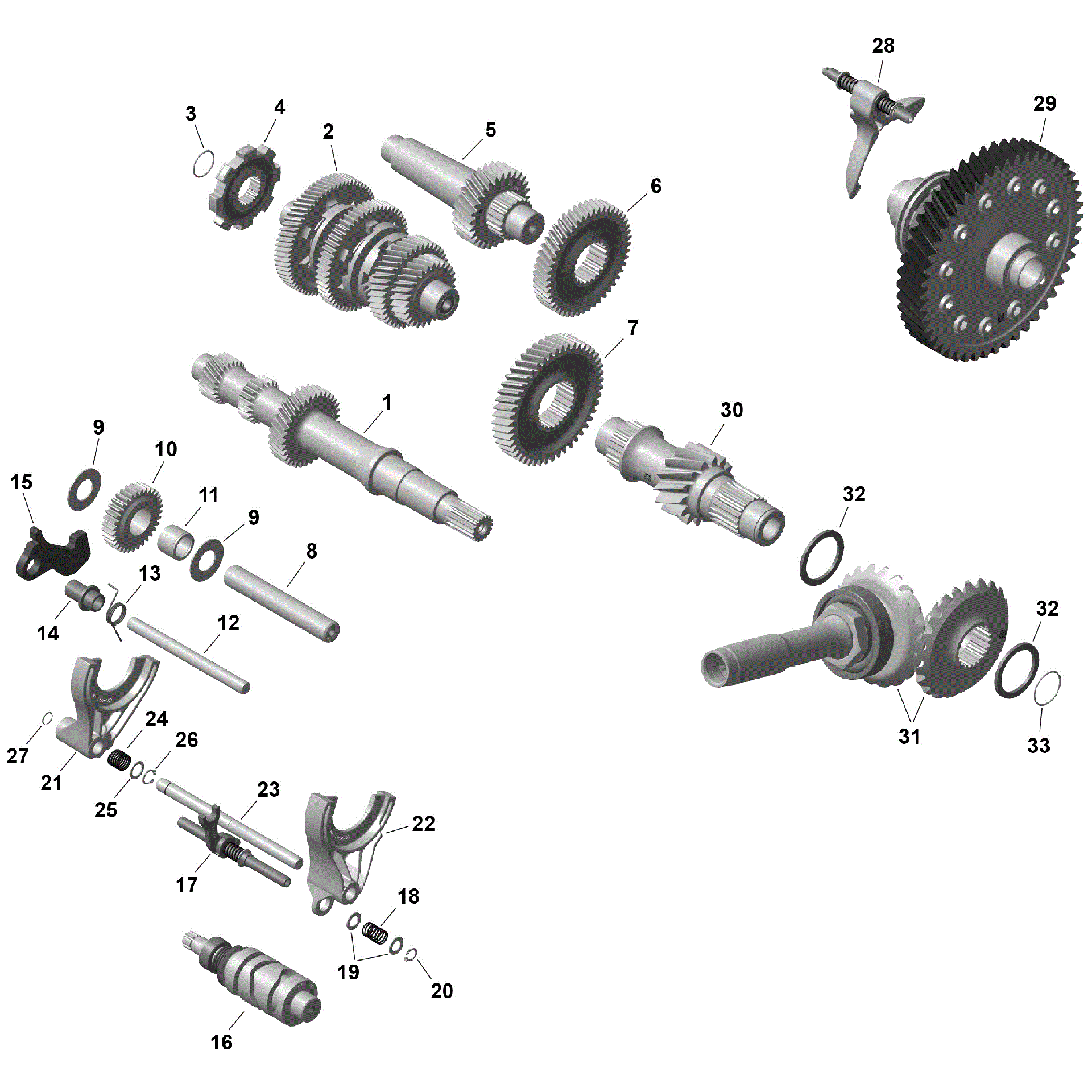 An Image of a Genuine Can-Am Parts Schematic Diagram showing the schematic - ROTAX - GEARBOX 2