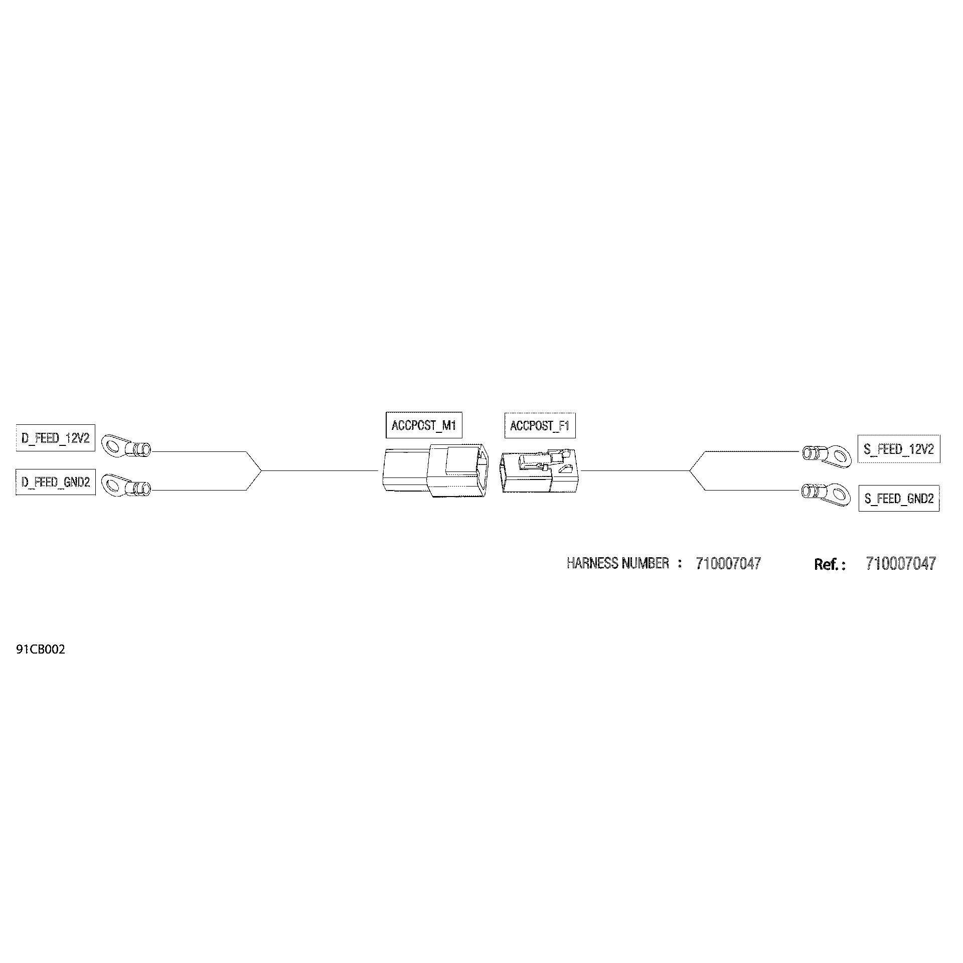 An Image of a Genuine Can-Am Parts Schematic Diagram showing the schematic - ELECTRIC - ROOF WIRING HARNESS - 710007047