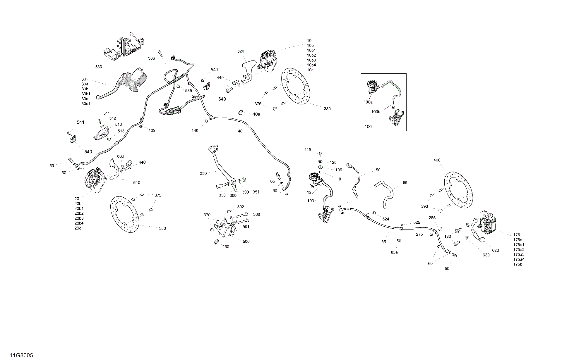 An Image of a Genuine Can-Am Parts Schematic Diagram showing the schematic - MECHANIC - BRAKE SYSTEM