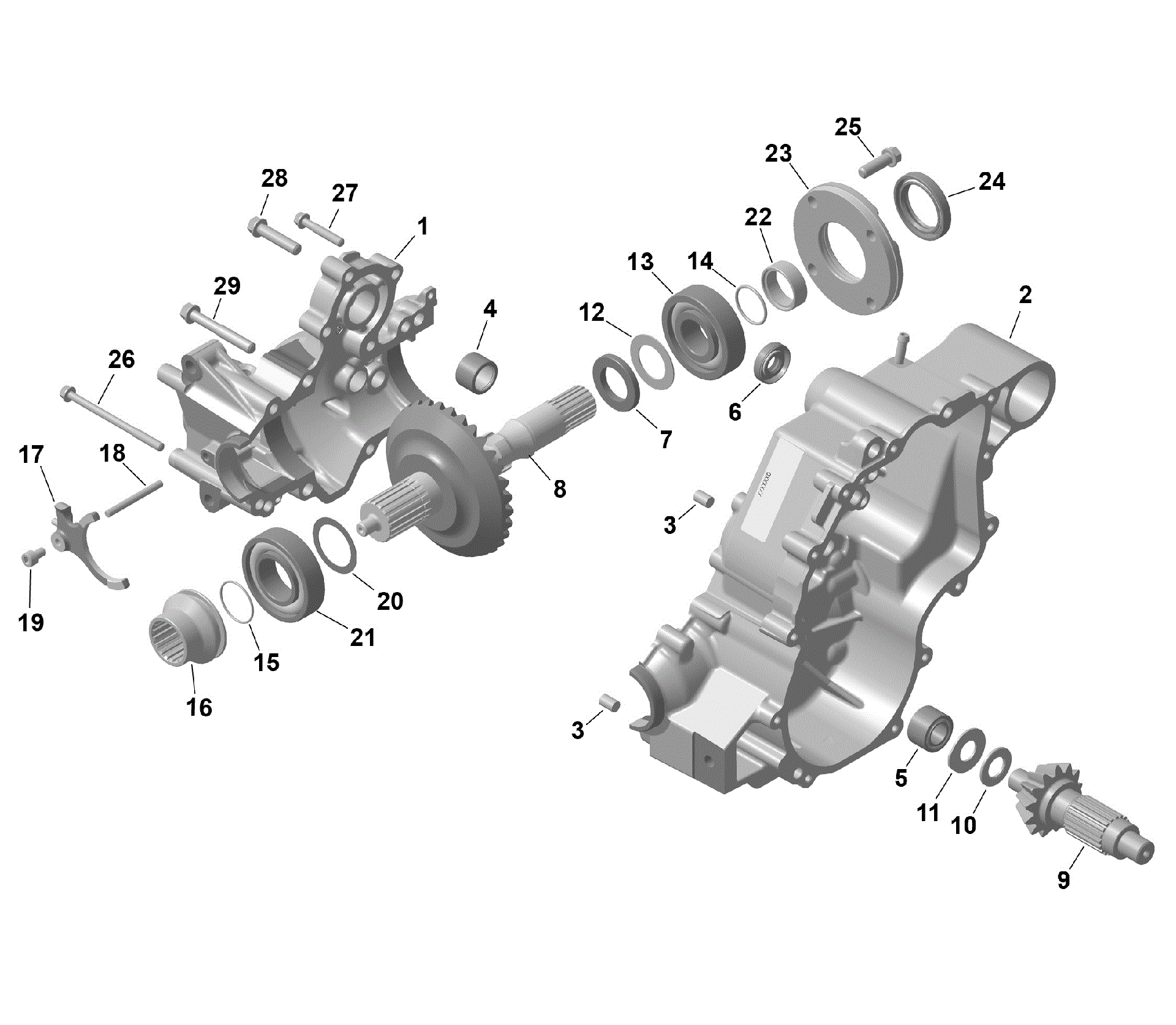 An Image of a Genuine Can-Am Parts Schematic Diagram showing the schematic - ROTAX - GEARBOX 1