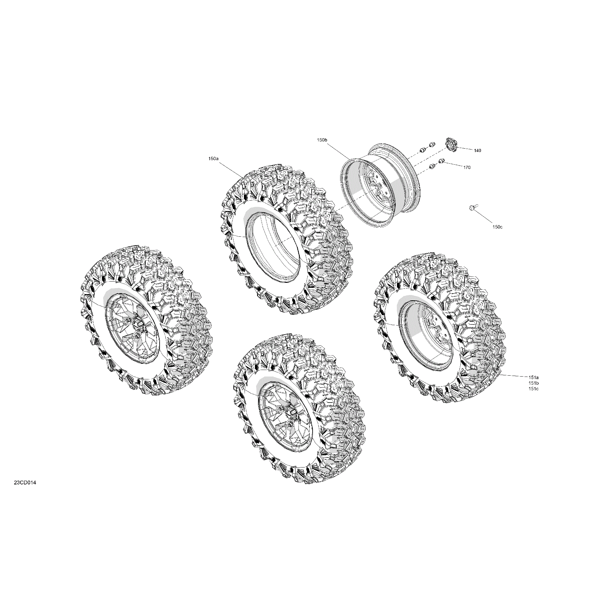 An Image of a Genuine Can-Am Parts Schematic Diagram showing the schematic - DRIVE - REAR WHEELS